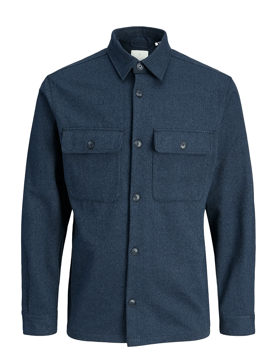 Jack & Jones - JPRRAYLE MELANGE SOLID L/S OVERSHIRT SN - kollektionen - dark navy - 1