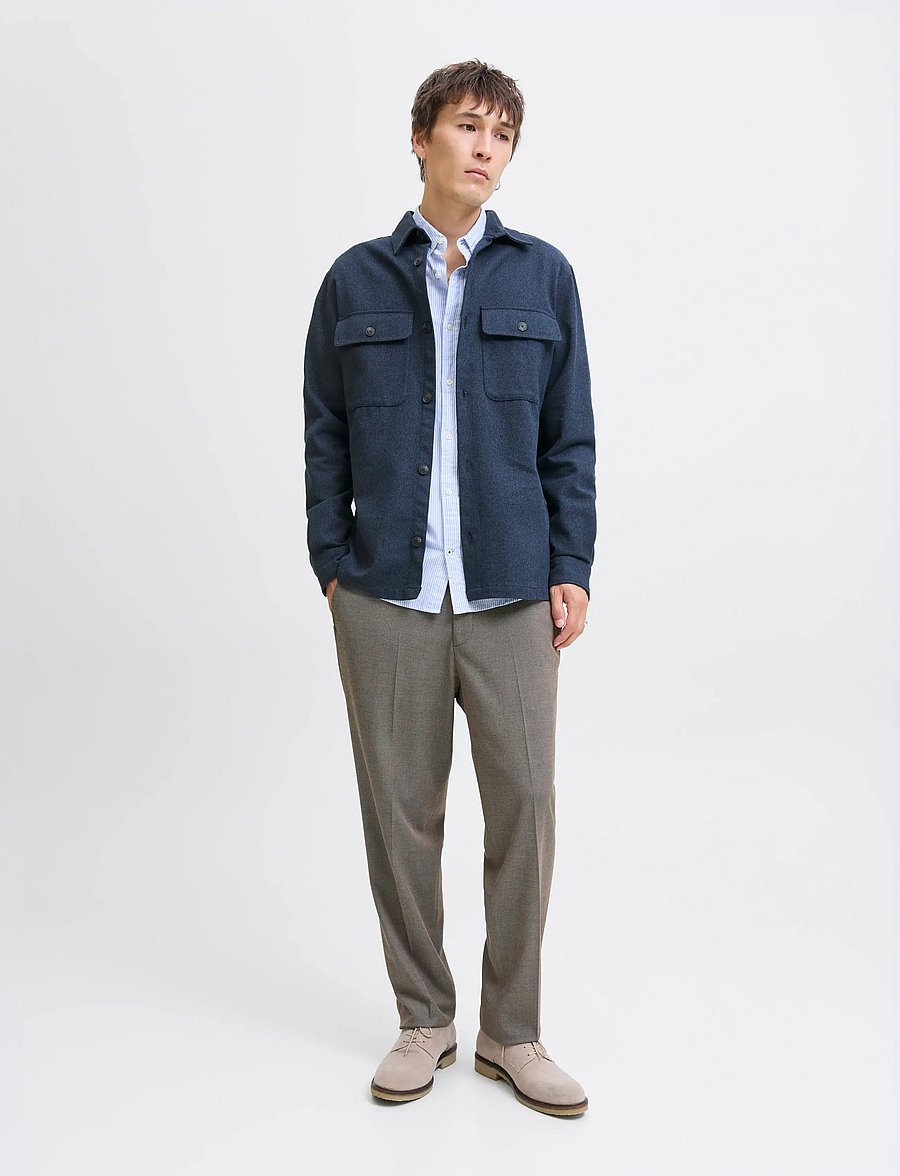 Jack & Jones - JPRRAYLE MELANGE SOLID L/S OVERSHIRT SN - kollektionen - dark navy - 4