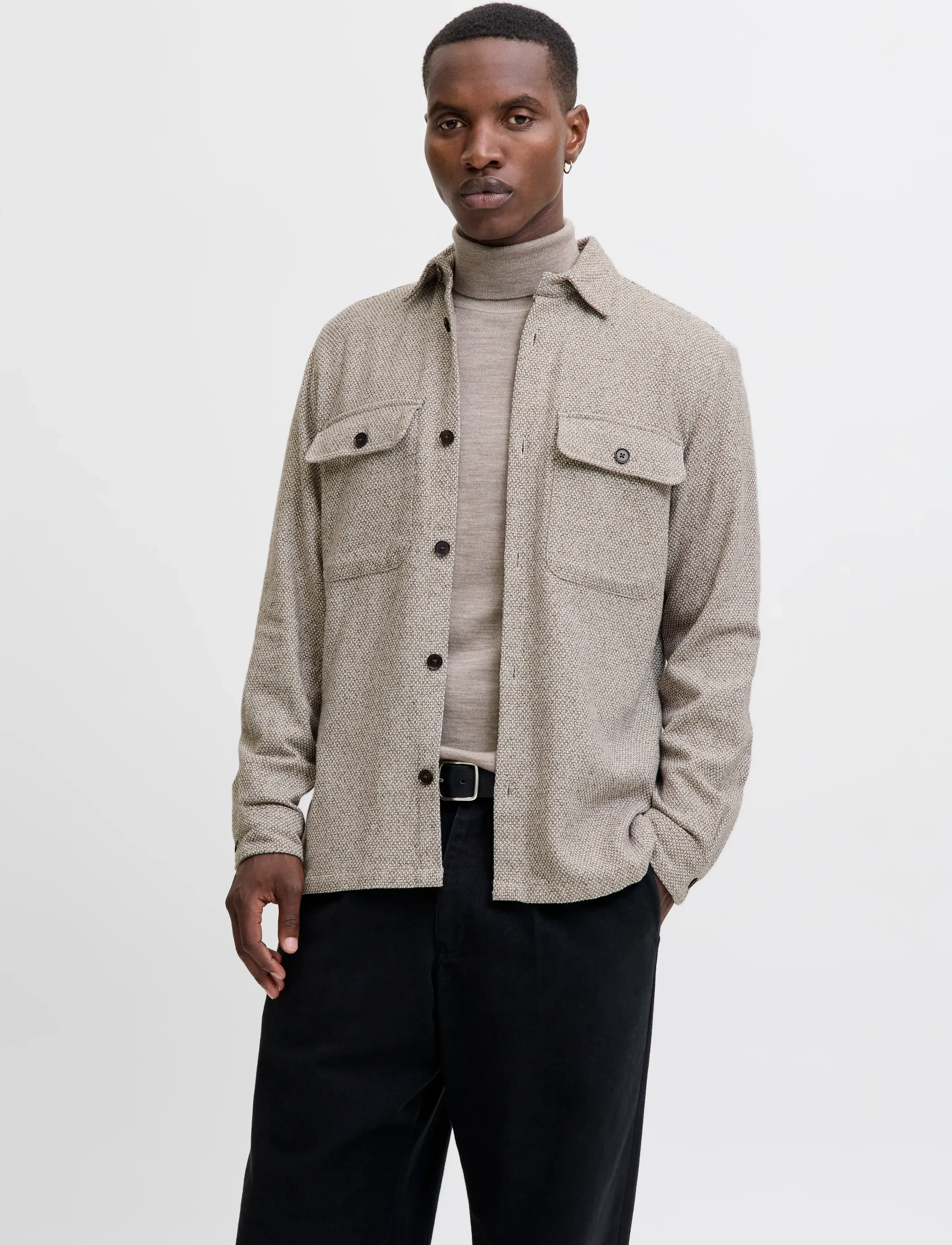 Jack & Jones - JPRRAYLE MELANGE SOLID L/S OVERSHIRT SN - mehed - ermine - 0