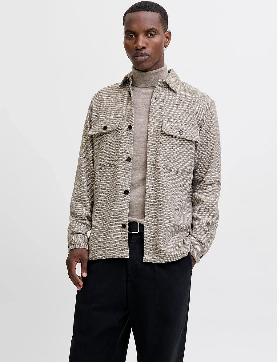 Jack & Jones - JPRRAYLE MELANGE SOLID L/S OVERSHIRT SN - kolekcijas - ermine - 0