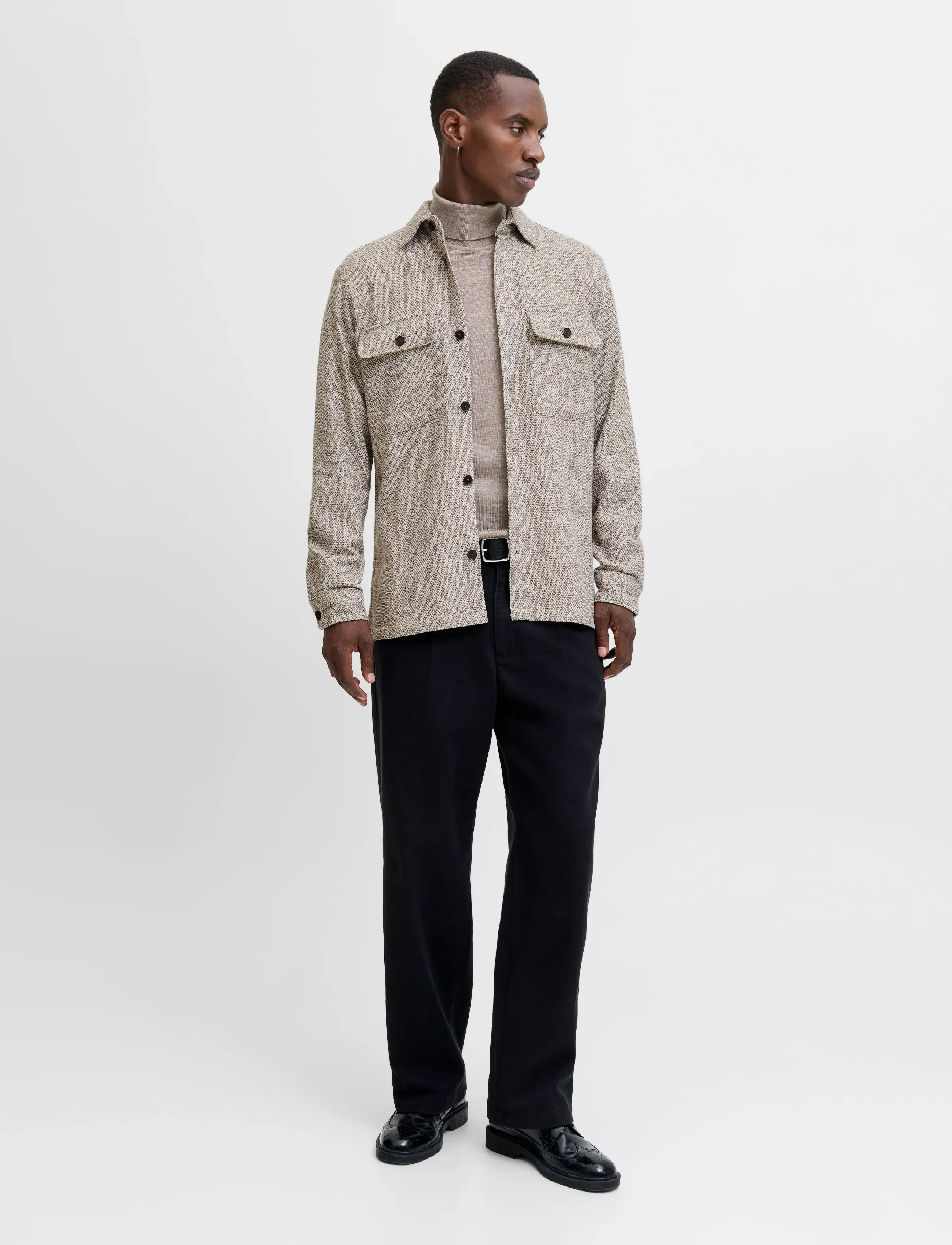 Jack & Jones - JPRRAYLE MELANGE SOLID L/S OVERSHIRT SN - mehed - ermine - 5