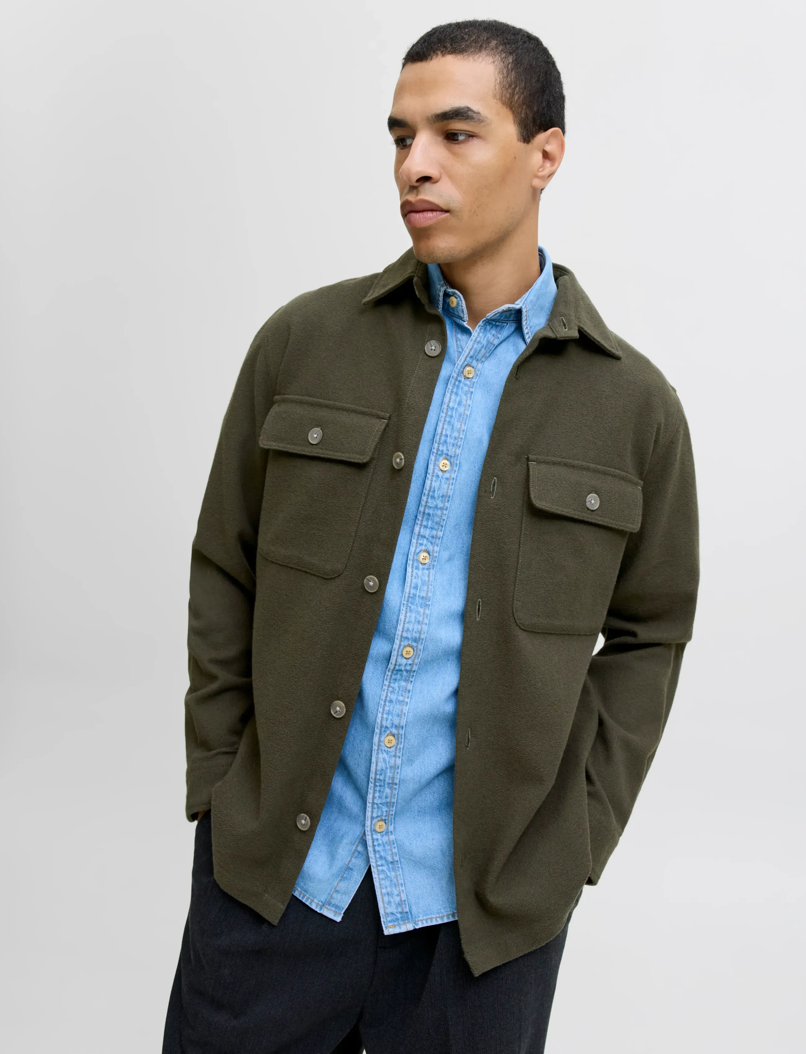 Jack & Jones - JPRRAYLE MELANGE SOLID L/S OVERSHIRT SN - peat - 4