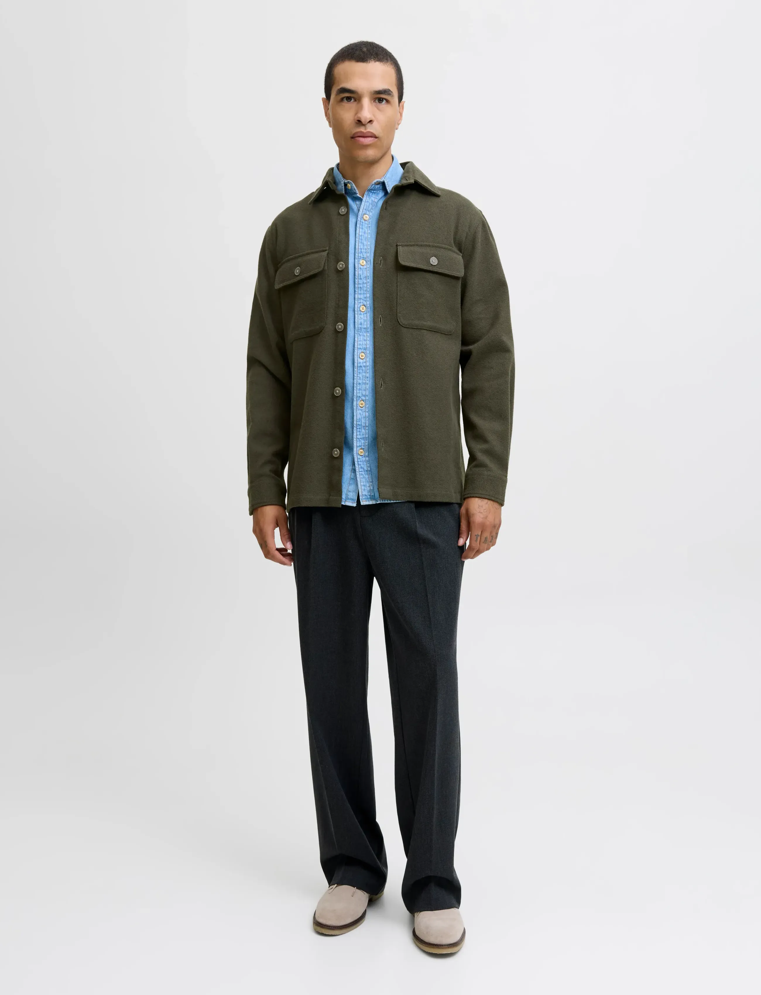 Jack & Jones - JPRRAYLE MELANGE SOLID L/S OVERSHIRT SN - peat - 5