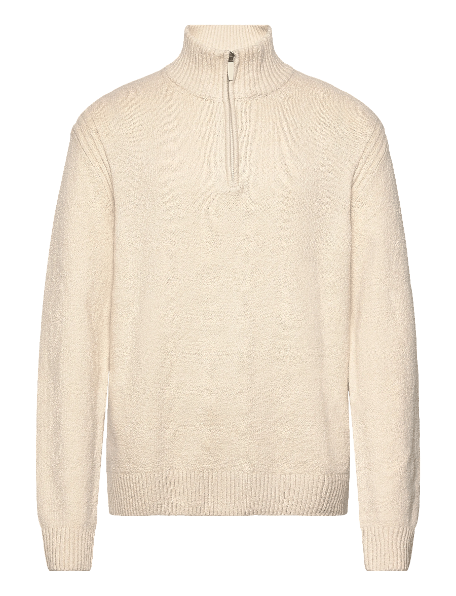 Jack & Jones - JCOPOINT KNIT BOUCLE BF PACK - pullover mit halbem reißverschluss - rainy day - 0