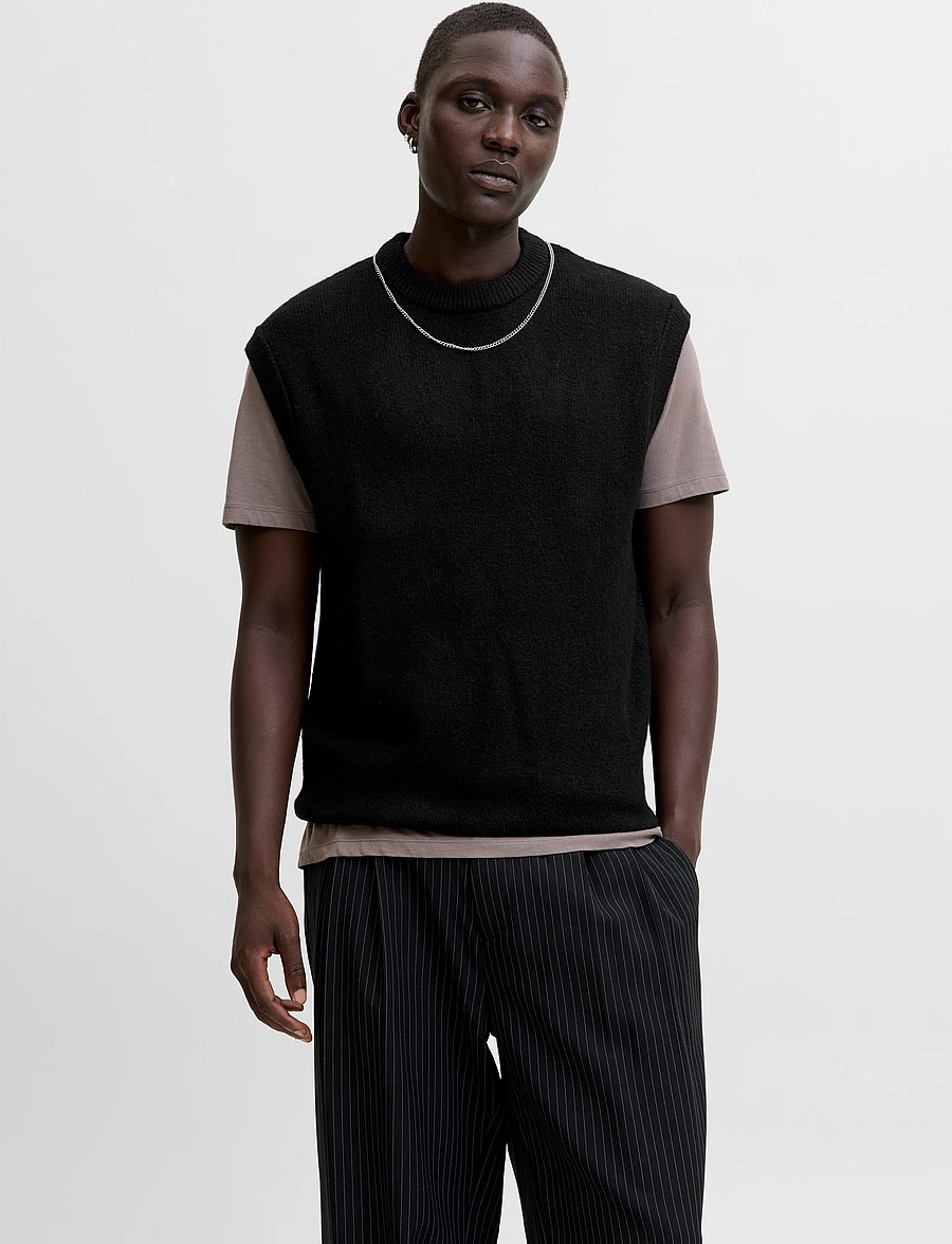 Jack & Jones - JJSOHO OLLIE KNIT VEST - kootud vestid - black - 0