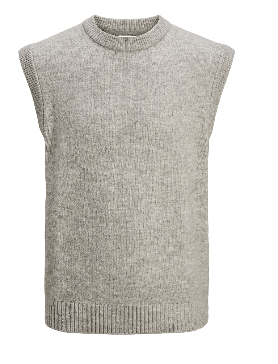 Jack & Jones - JJSOHO OLLIE KNIT VEST - kootud vestid - light grey melange - 1