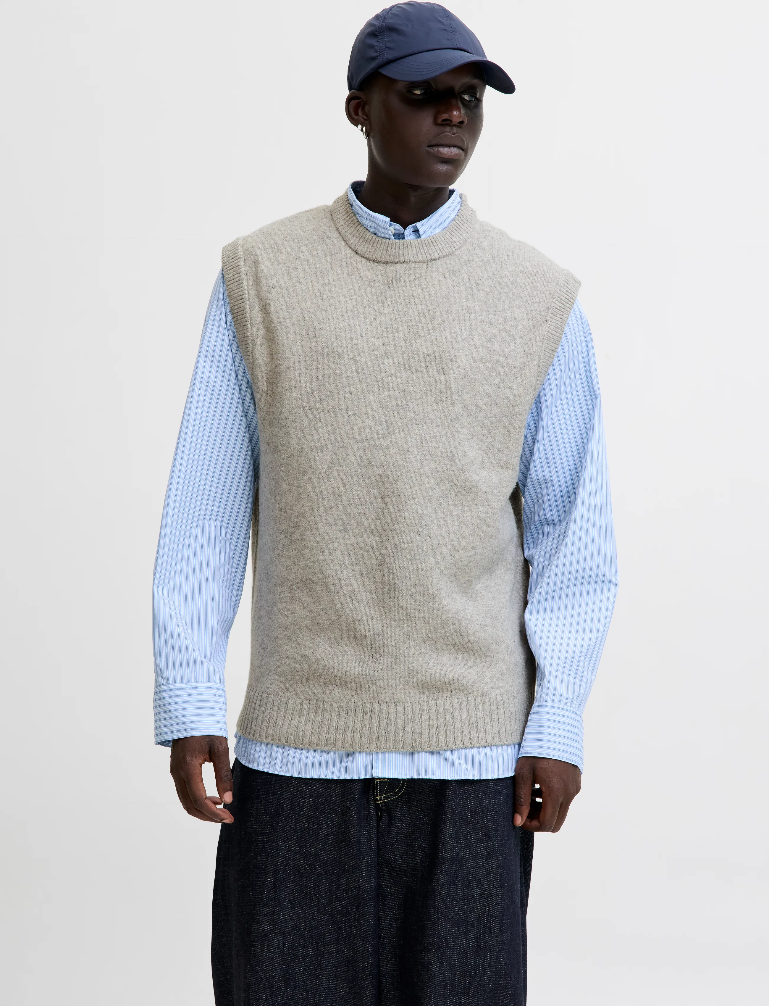 Jack & Jones Jjsoho Ollie Knit Vest, Mænd, Strikvest, Grå, Str: S