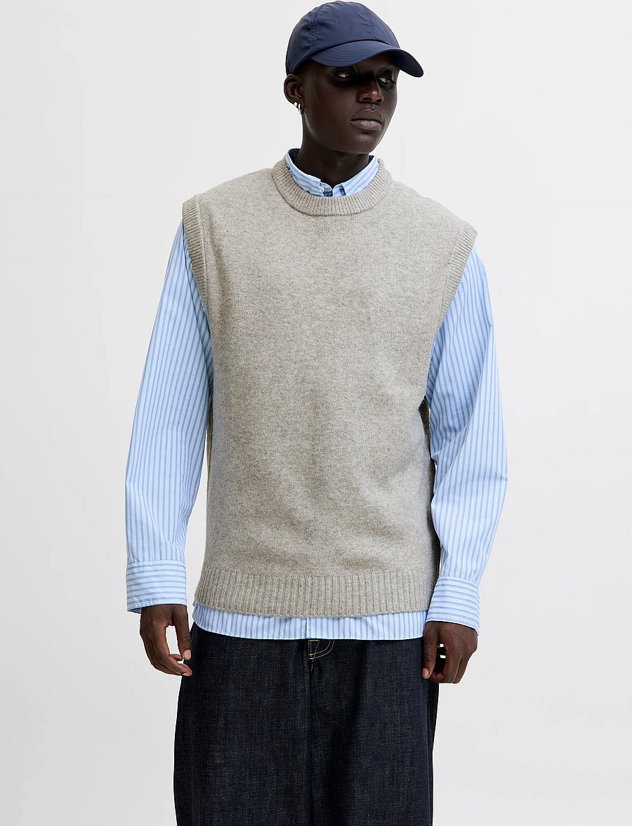 Jack & Jones - JJSOHO OLLIE KNIT VEST - kootud vestid - light grey melange - 0
