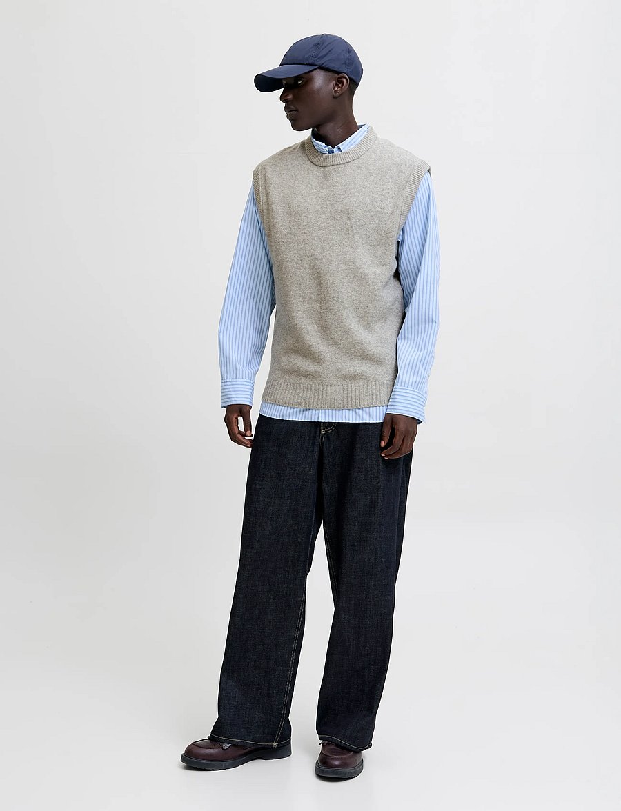 Jack & Jones - JJSOHO OLLIE KNIT VEST - kootud vestid - light grey melange - 3
