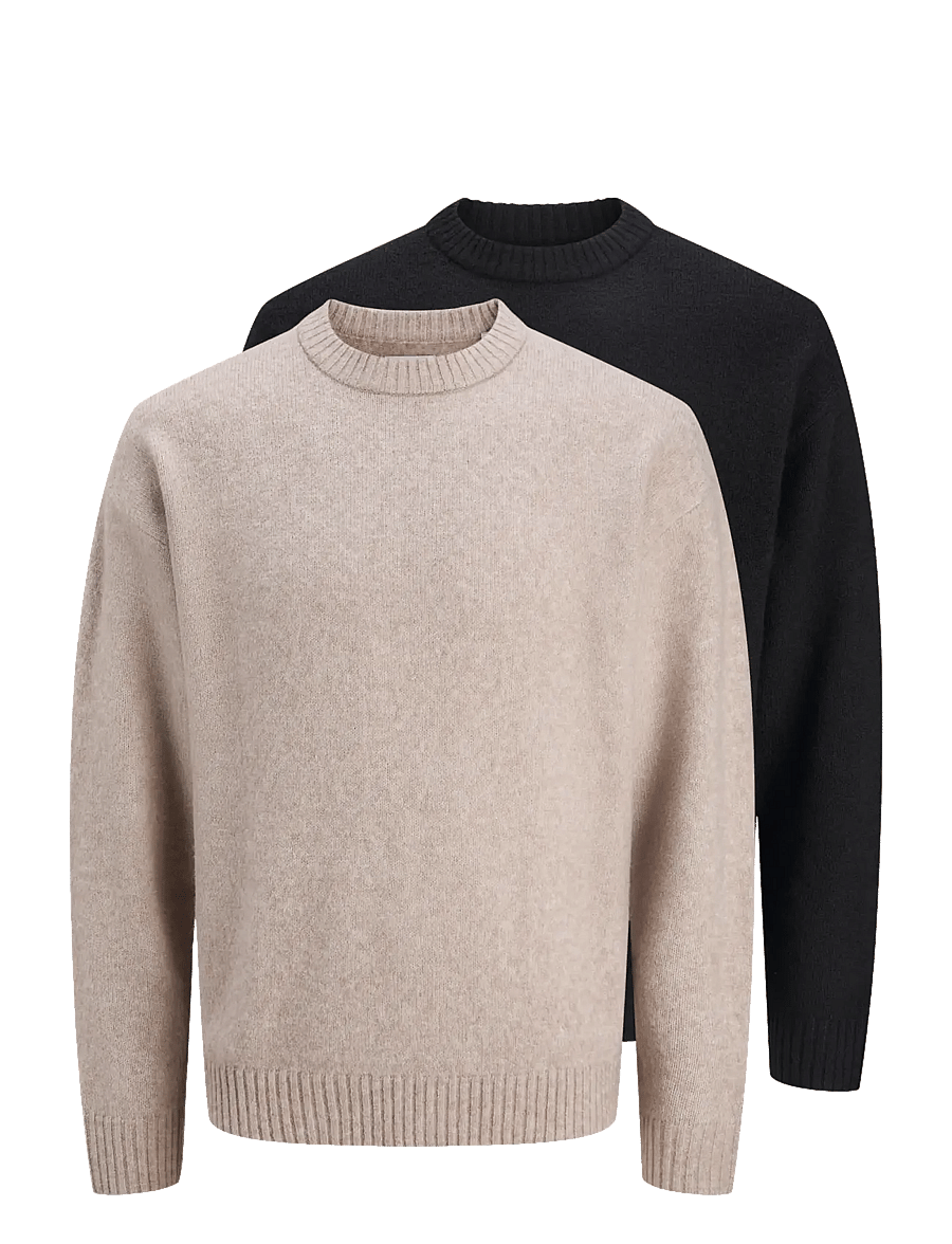 Jack & Jones - JJESOHO OLLIE KNIT CREW NECK 2PK MP - black - 1