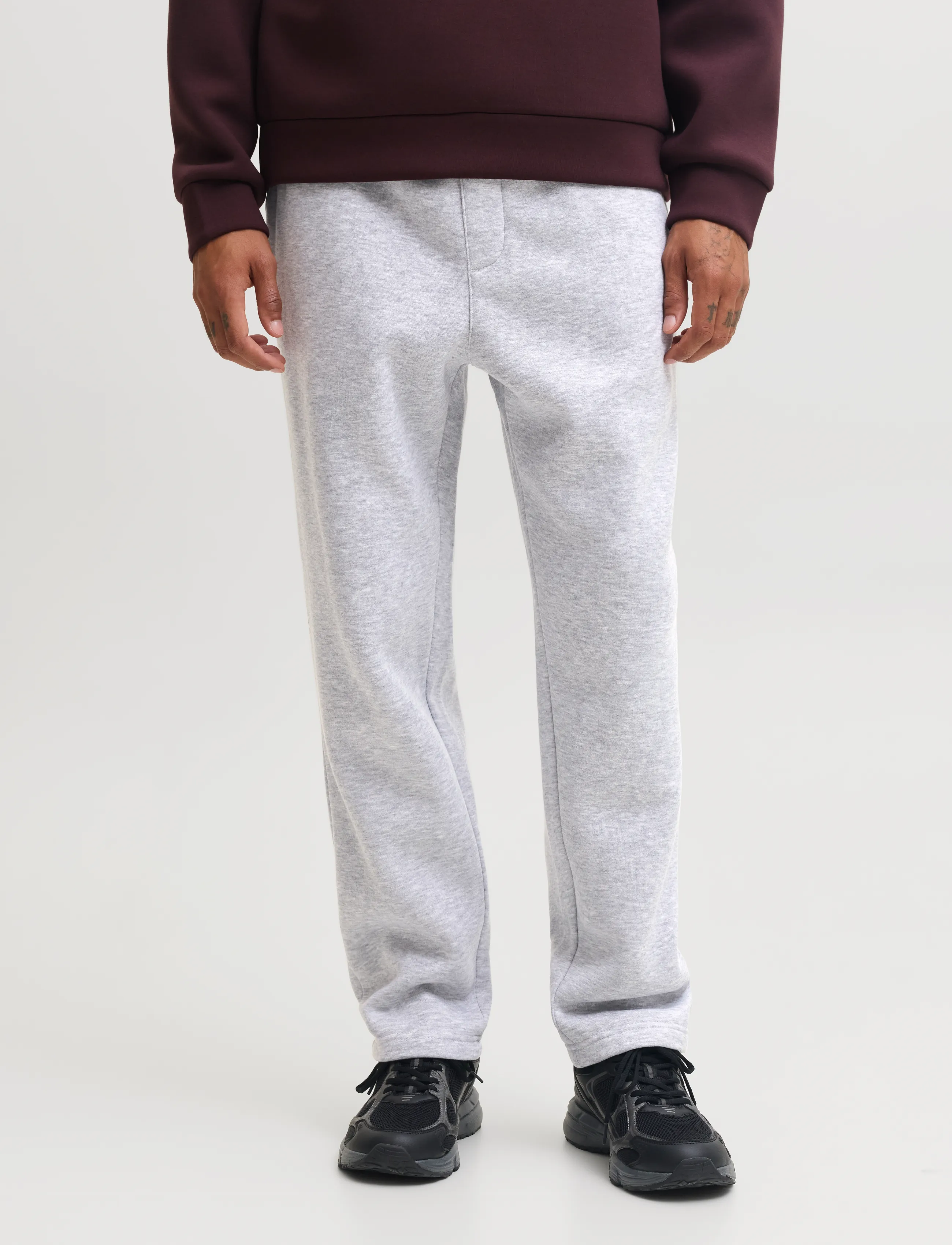 Jack & Jones JPSTKANE BRADLEY UNCUFFED SWT PANT 2PKMP - Looks for less - LIGHT GREY MELANGE / grey