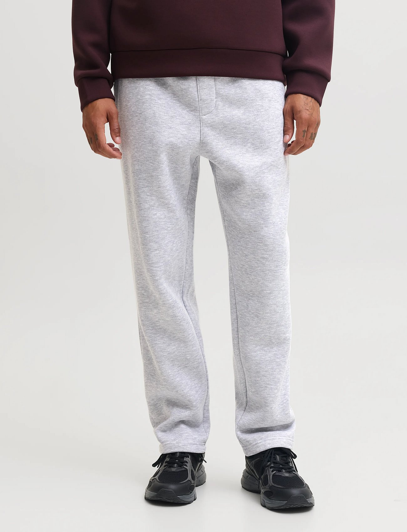 JPSTKANE BRADLEY UNCUFFED SWT PANT 2PKMP - LIGHT GREY MELANGE