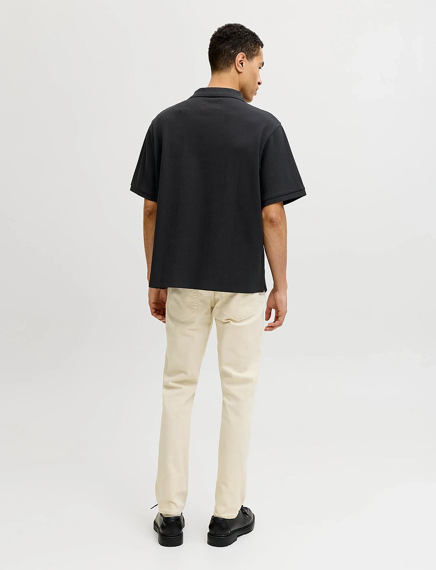 Jack & Jones - JJEHARRISON STRUCTURE POLO SS LN - kortærmede poloer - black - 2