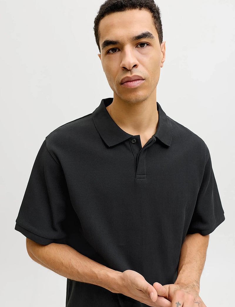 Jack & Jones - JJEHARRISON STRUCTURE POLO SS LN - kortærmede poloer - black - 5