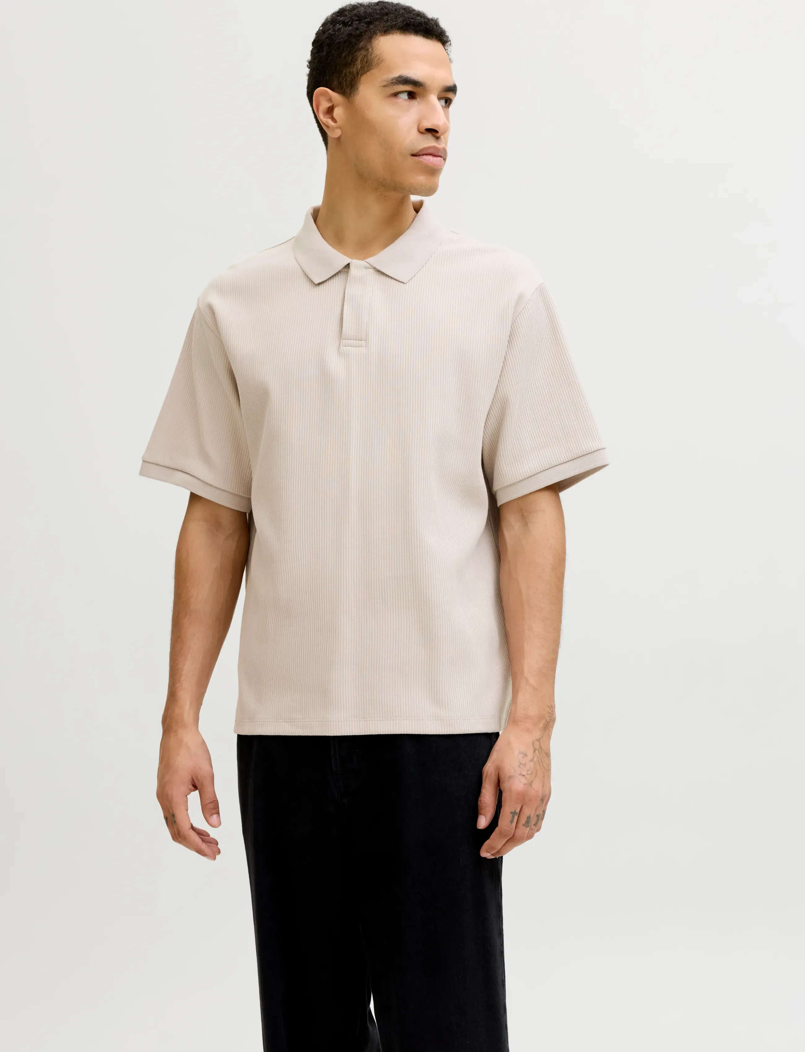 Jack & Jones Jjeharrison Structure Polo Ss Ln, Mænd, Struktureret Kortærmet Polo Shirt, Cream, Str: L