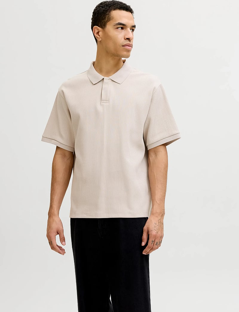 Jack & Jones - JJEHARRISON STRUCTURE POLO SS LN - kortärmade pikéer - moonbeam - 0