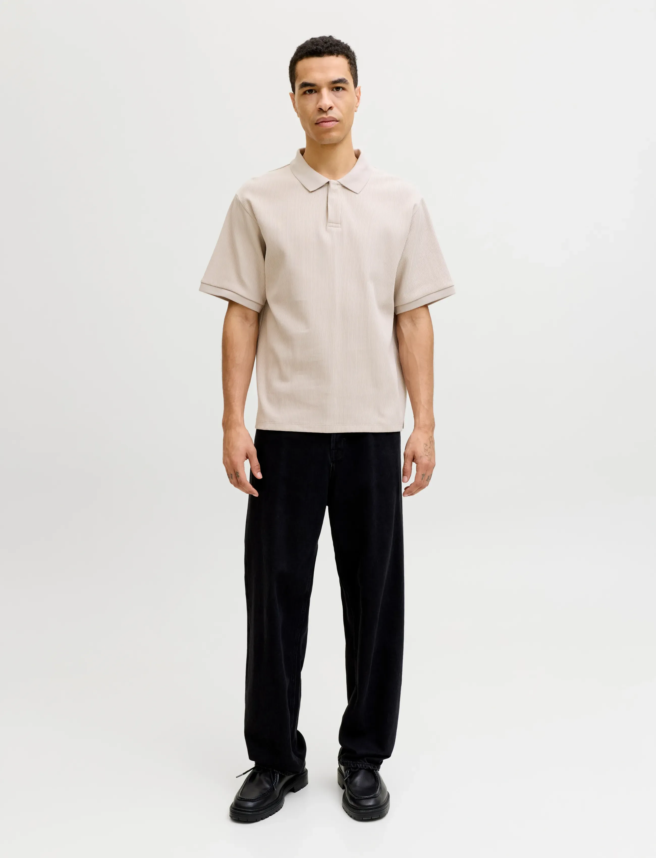 Jack & Jones - JJEHARRISON STRUCTURE POLO SS LN - alhaisimmat hinnat - moonbeam - 3