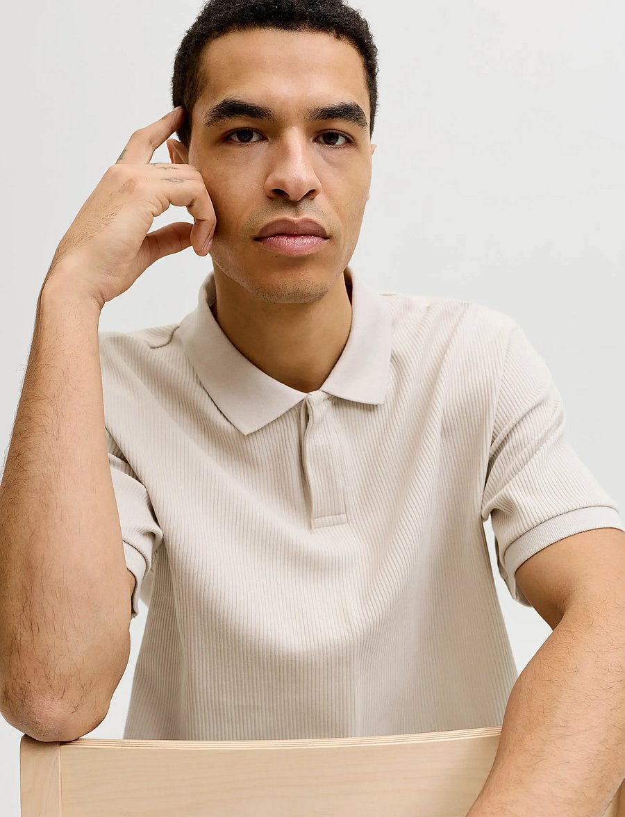 Jack & Jones - JJEHARRISON STRUCTURE POLO SS LN - kortermede - moonbeam - 5