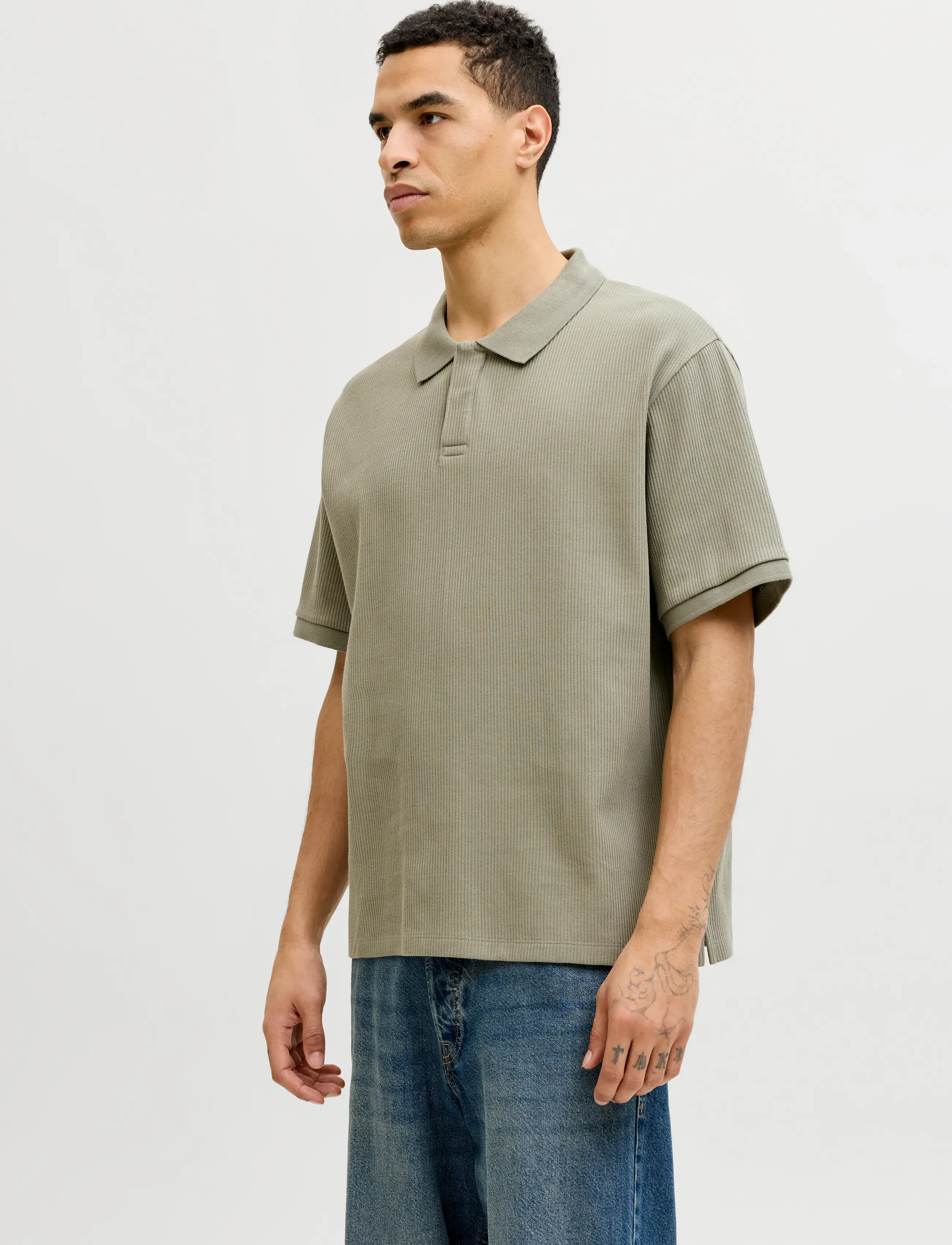 Jack & Jones Jjeharrison Structure Polo Ss Ln, Mænd, Struktureret Kortærmet Polo Shirt, Kakigrøn, Str: XL