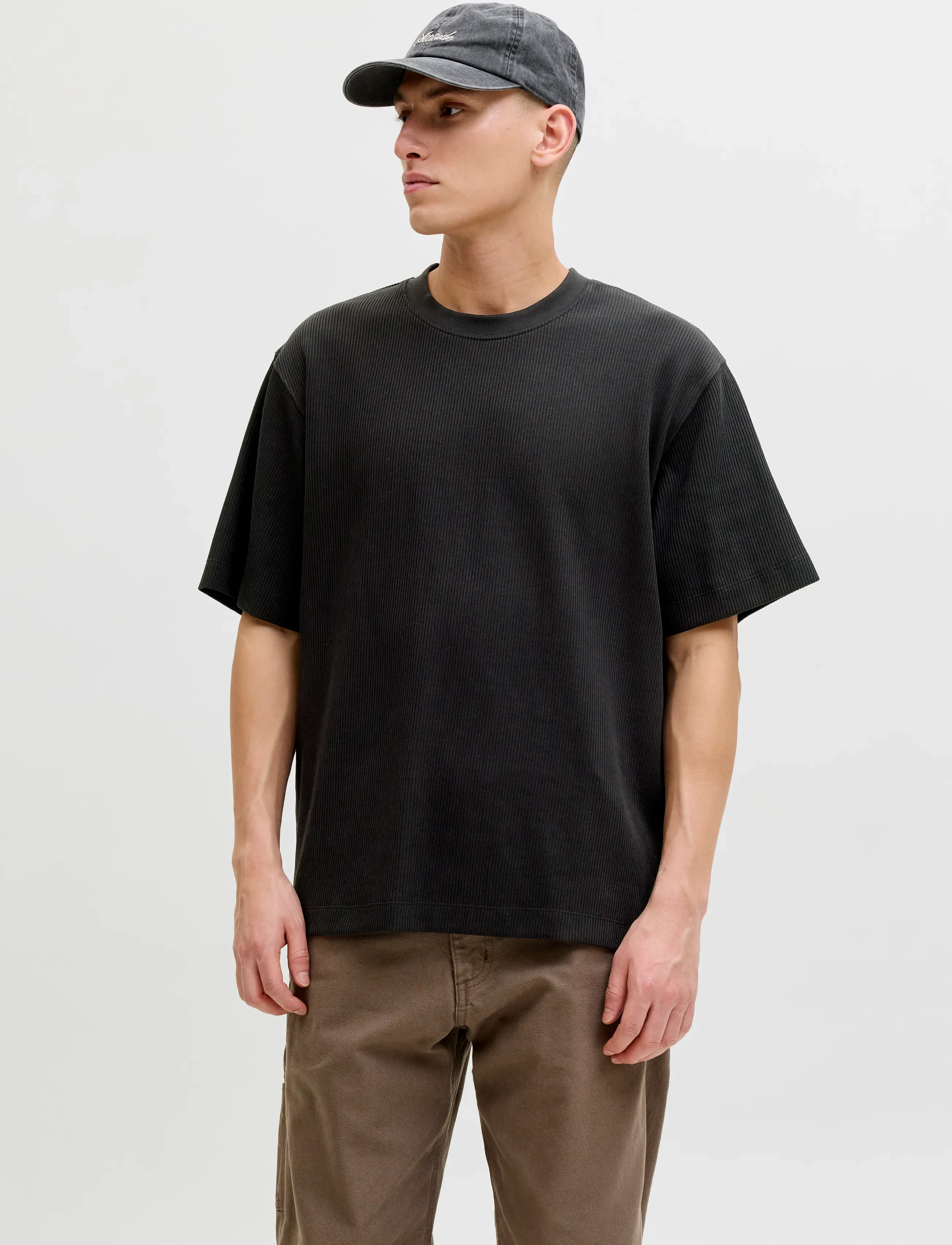 Jack & Jones JJEHARRISON STRUCTURE TEE SS O-NECK SN - T-Shirts - BLACK / black
