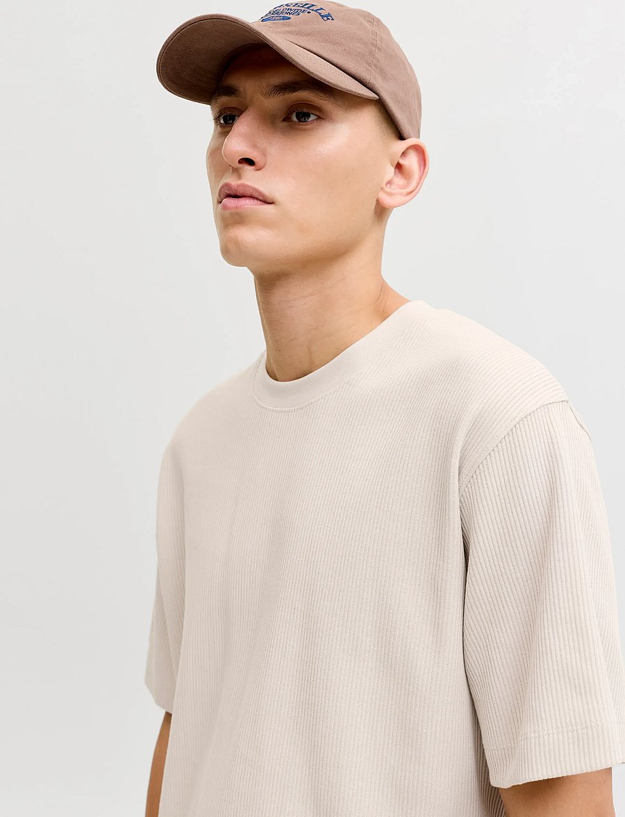 Jack & Jones - JJEHARRISON STRUCTURE TEE SS O-NECK SN - kurzärmelige t-shirts - moonbeam - 5