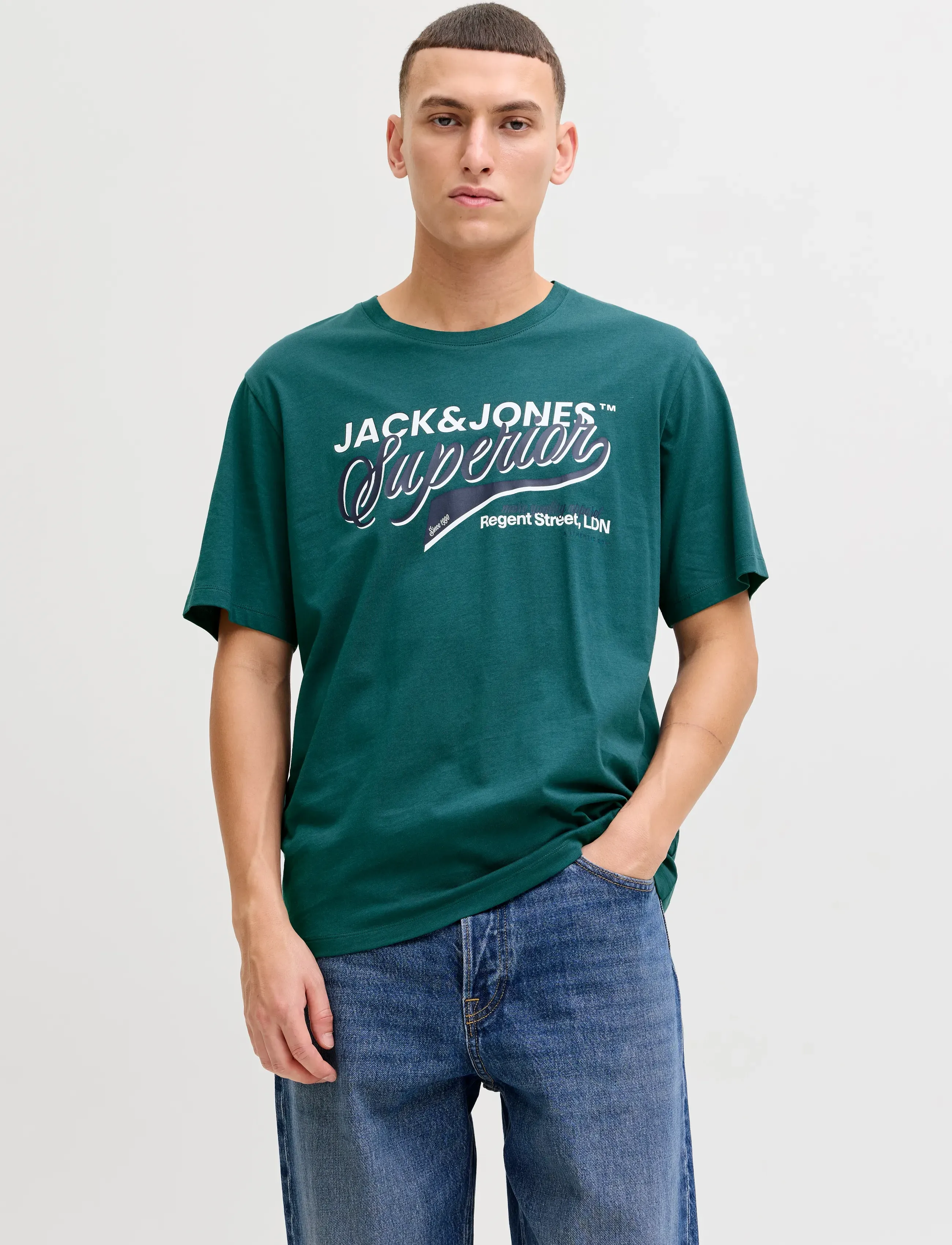 Jack & Jones JJELOGO TEE SS O-NECK 2 COL SS26 SN - Deals - ATLANTIC DEEP / green