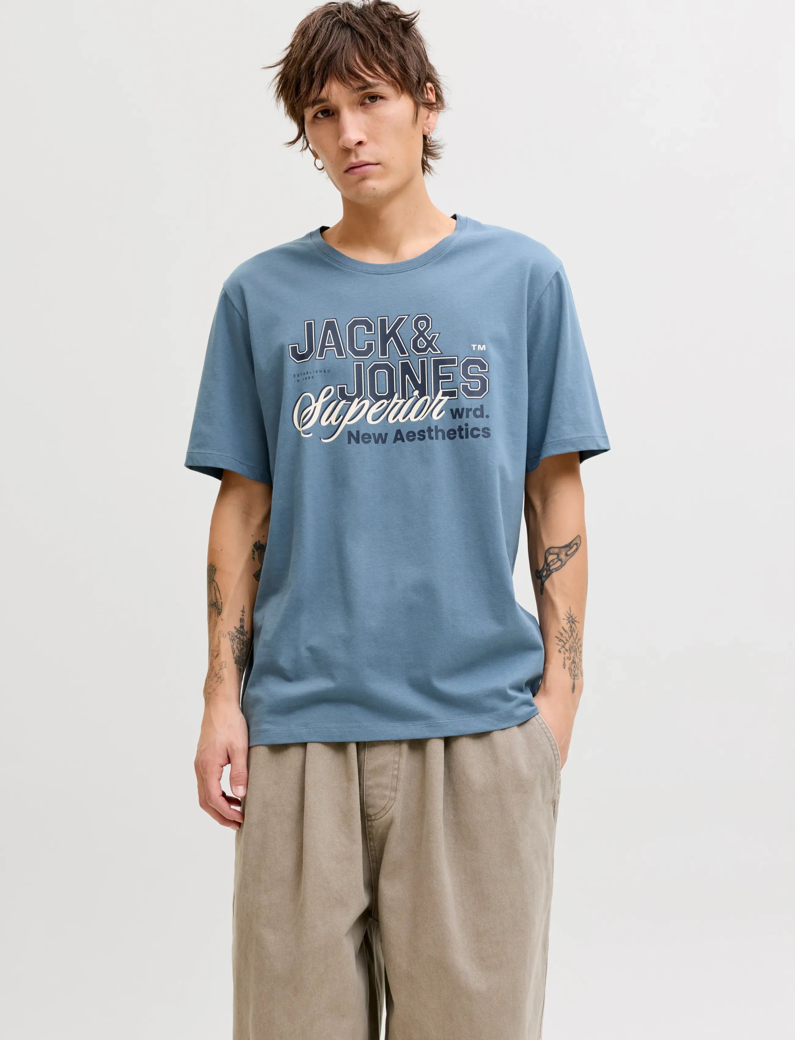 Jack & Jones JJELOGO TEE SS O-NECK 2 COL SS26 SN - T-shirts - BLUE MIRAGE / blue