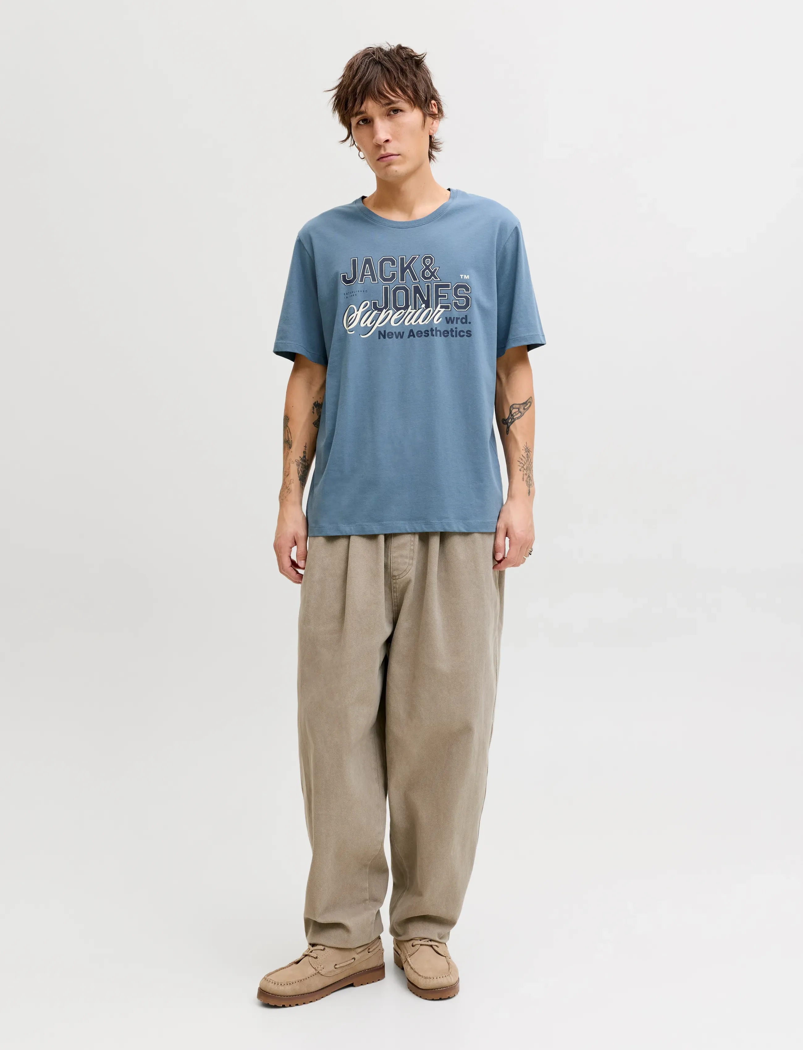 Jack & Jones - JJELOGO TEE SS O-NECK 2 COL SS26 SN - kortærmede t-shirts - blue mirage - 3