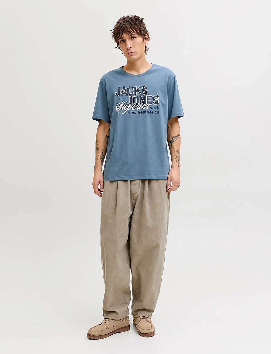 Jack & Jones - JJELOGO TEE SS O-NECK 2 COL SS26 SN - kortærmede t-shirts - blue mirage - 3