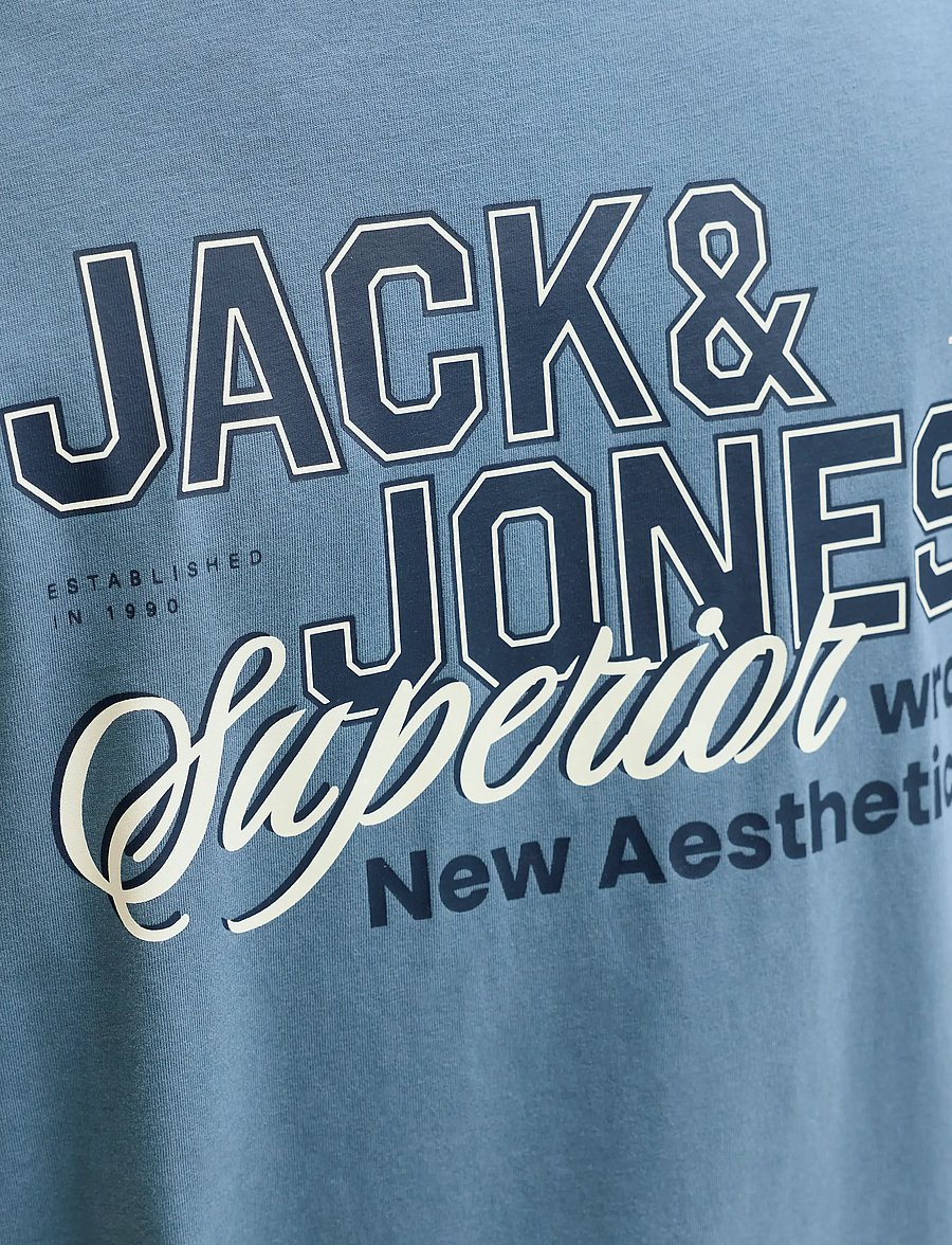 Jack & Jones - JJELOGO TEE SS O-NECK 2 COL SS26 SN - kortærmede t-shirts - blue mirage - 4