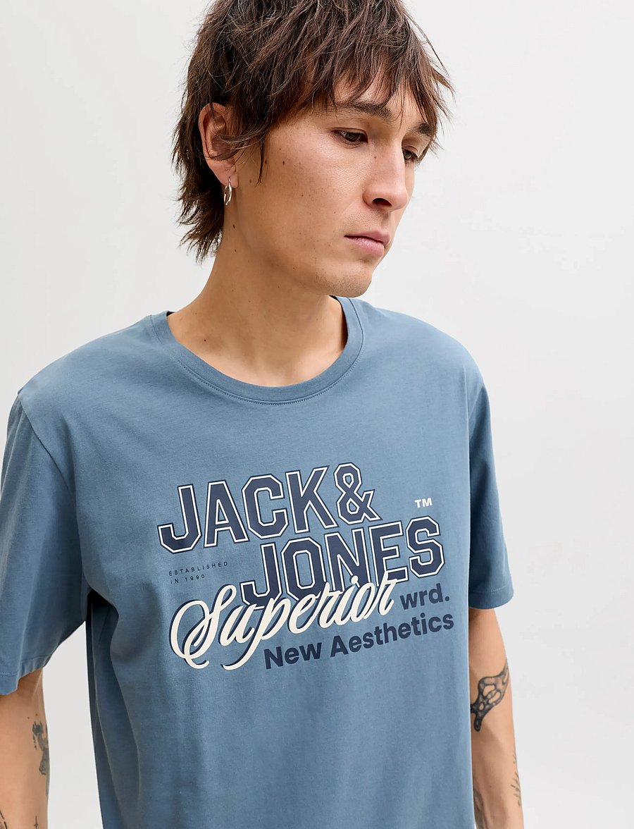 Jack & Jones - JJELOGO TEE SS O-NECK 2 COL SS26 SN - kortærmede t-shirts - blue mirage - 5