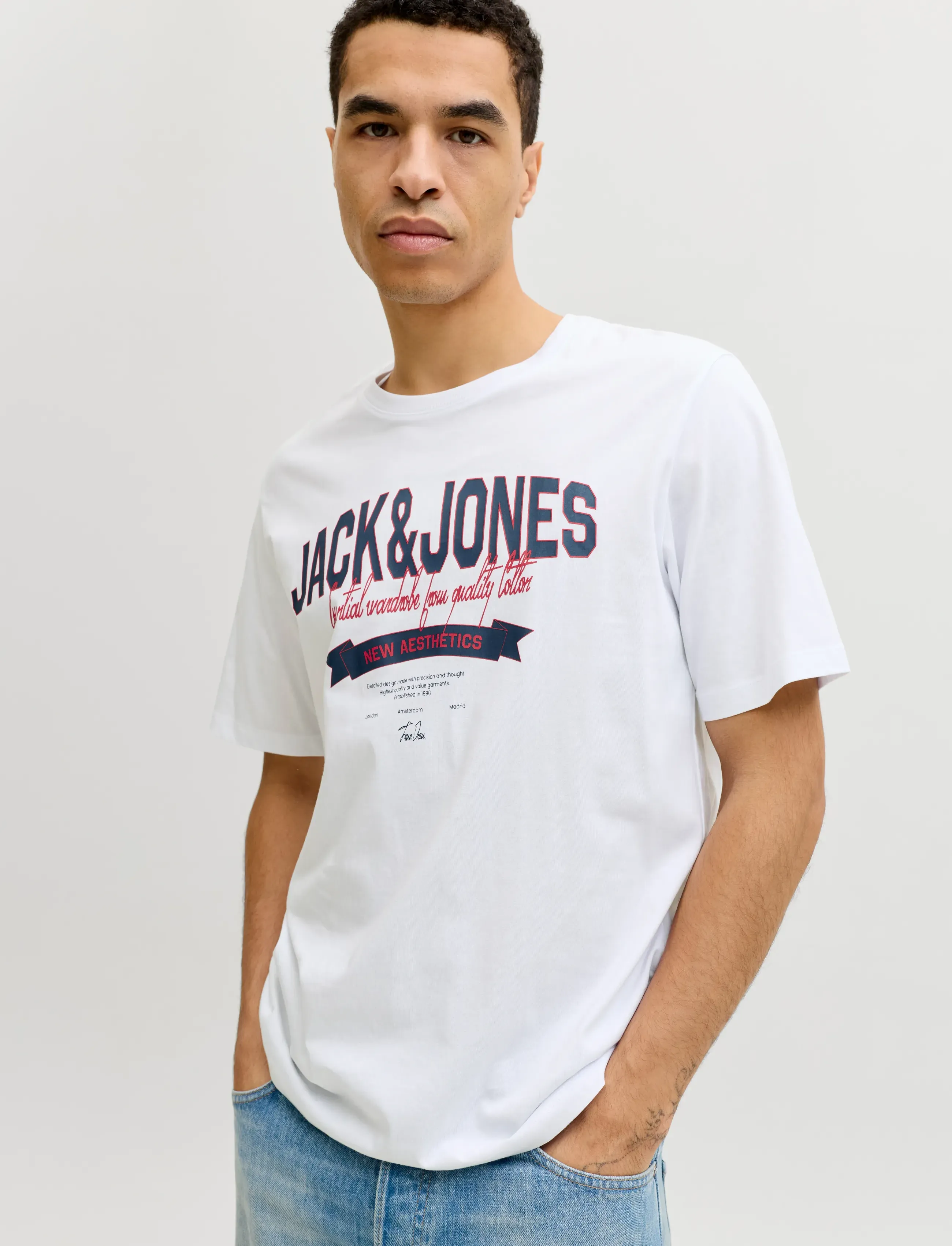 Jack & Jones - JJELOGO TEE SS O-NECK 2 COL SS26 SN - kortærmede t-shirts - bright white - 5