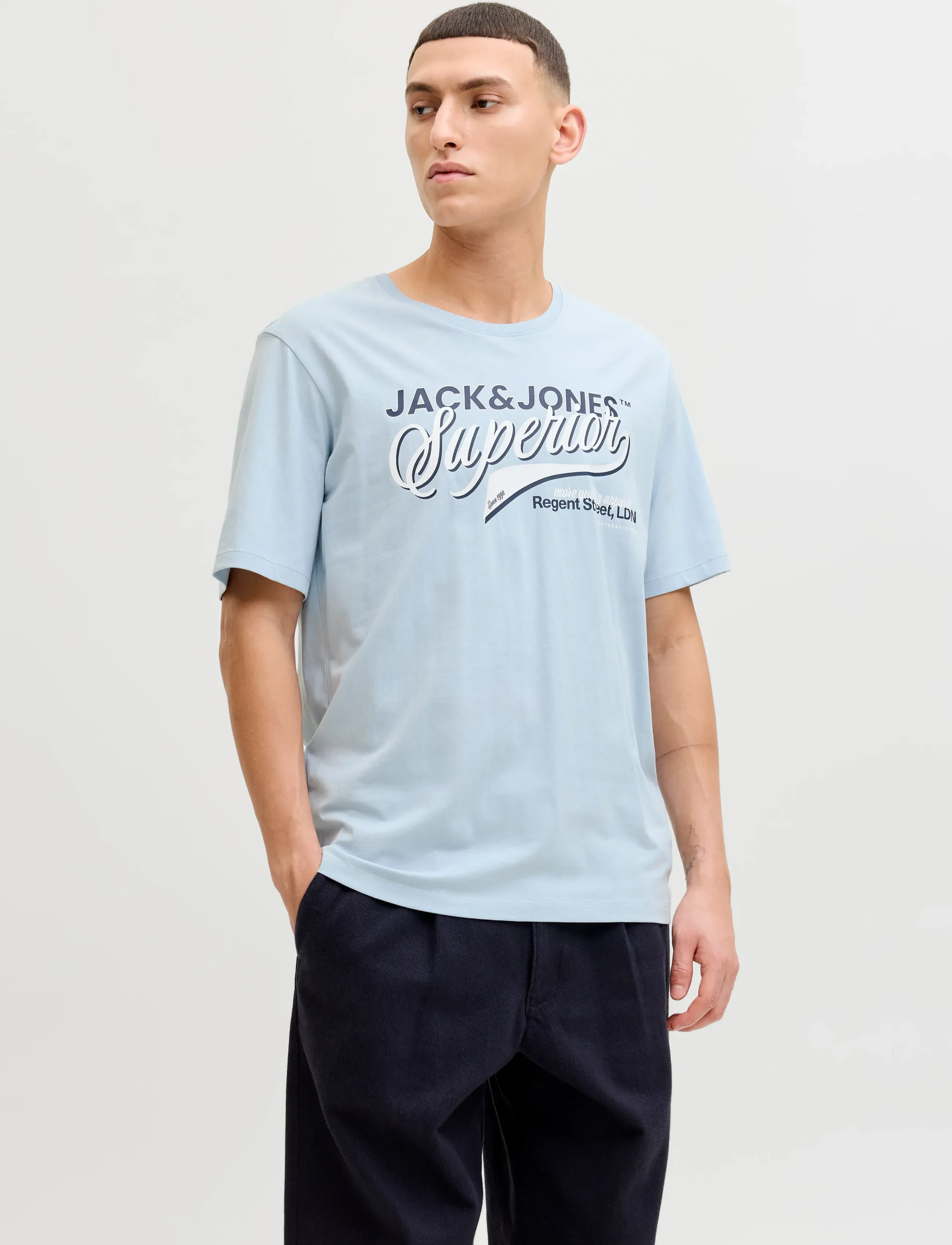 Jack & Jones JJELOGO TEE SS O-NECK 2 COL SS26 SN - Tøj - CELESTIAL BLUE / blue