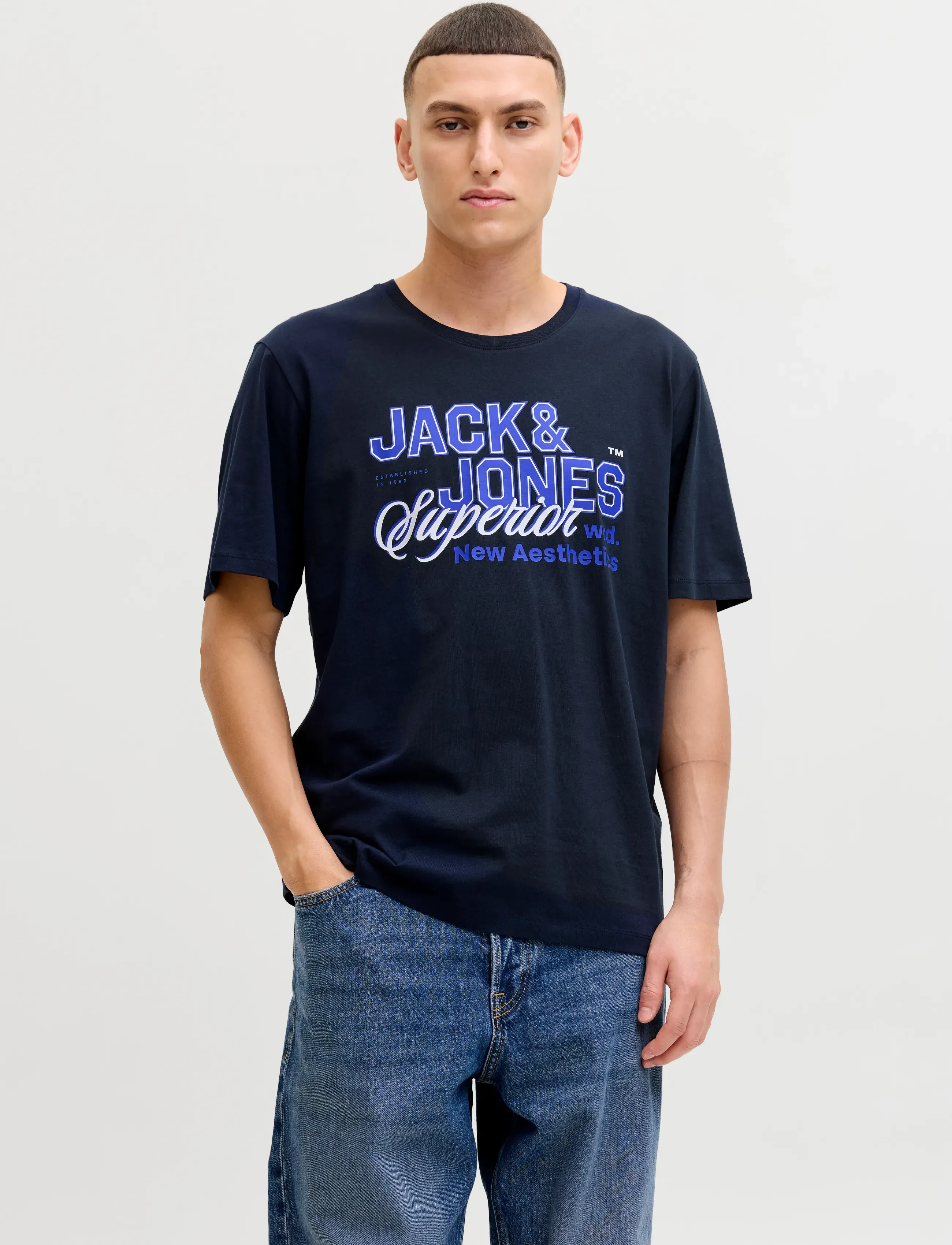Jack & Jones JJELOGO TEE SS O-NECK 2 COL SS26 SN - Kollektioner - NAVY BLAZER / navy