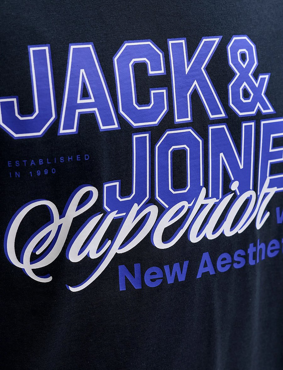 Jack & Jones - JJELOGO TEE SS O-NECK 2 COL SS26 SN - t-shirts à manches courtes - navy blazer - 4