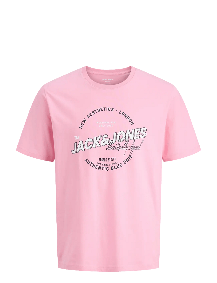 Jack & Jones - JJELOGO TEE SS O-NECK 2 COL SS26 SN - kortærmede t-shirts - prism pink - 1