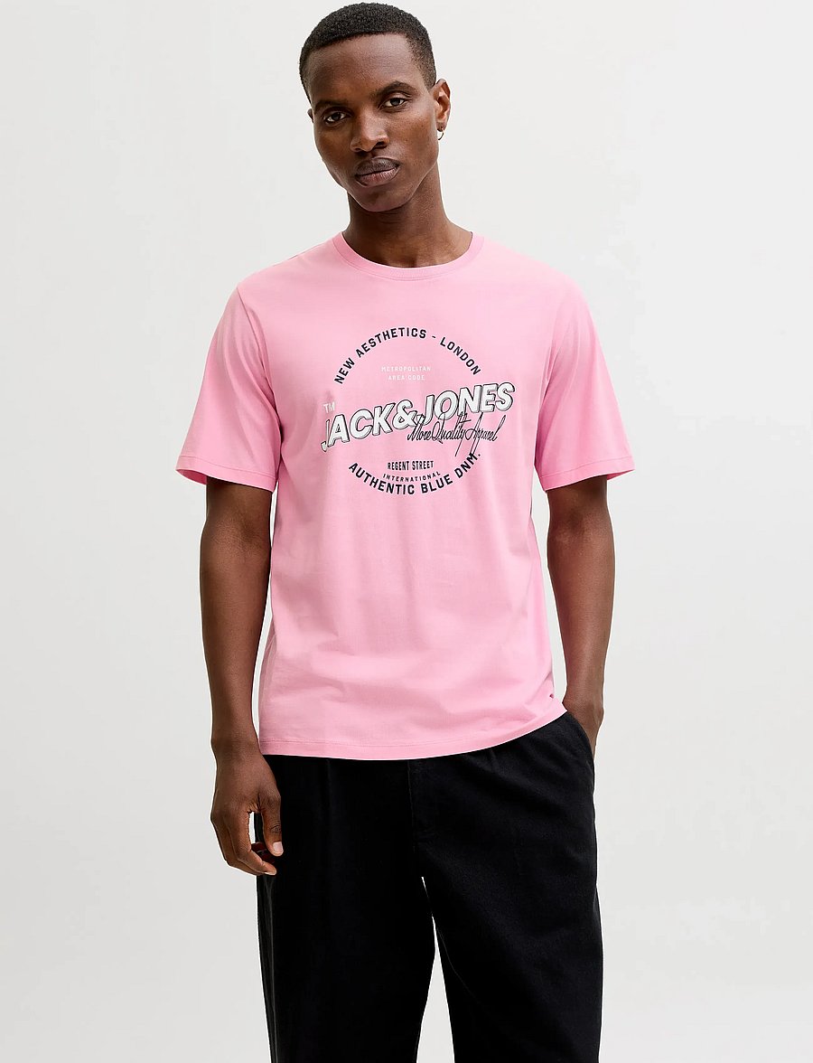 Jack & Jones - JJELOGO TEE SS O-NECK 2 COL SS26 SN - kortærmede t-shirts - prism pink - 0