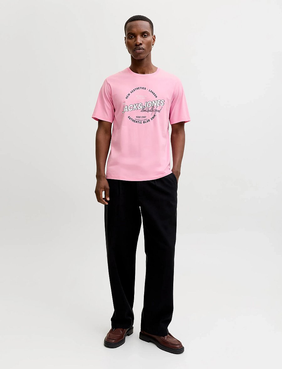 Jack & Jones - JJELOGO TEE SS O-NECK 2 COL SS26 SN - kortærmede t-shirts - prism pink - 3