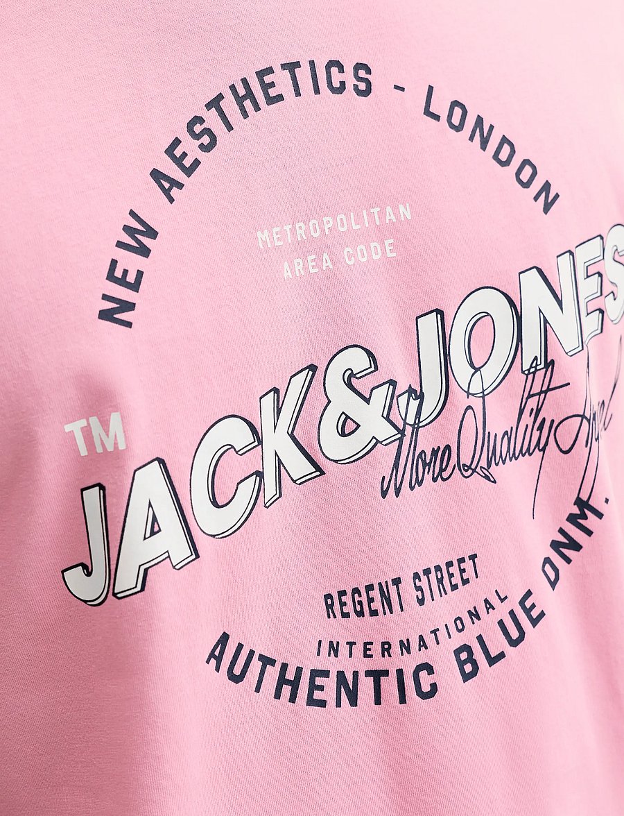 Jack & Jones - JJELOGO TEE SS O-NECK 2 COL SS26 SN - kortærmede t-shirts - prism pink - 4