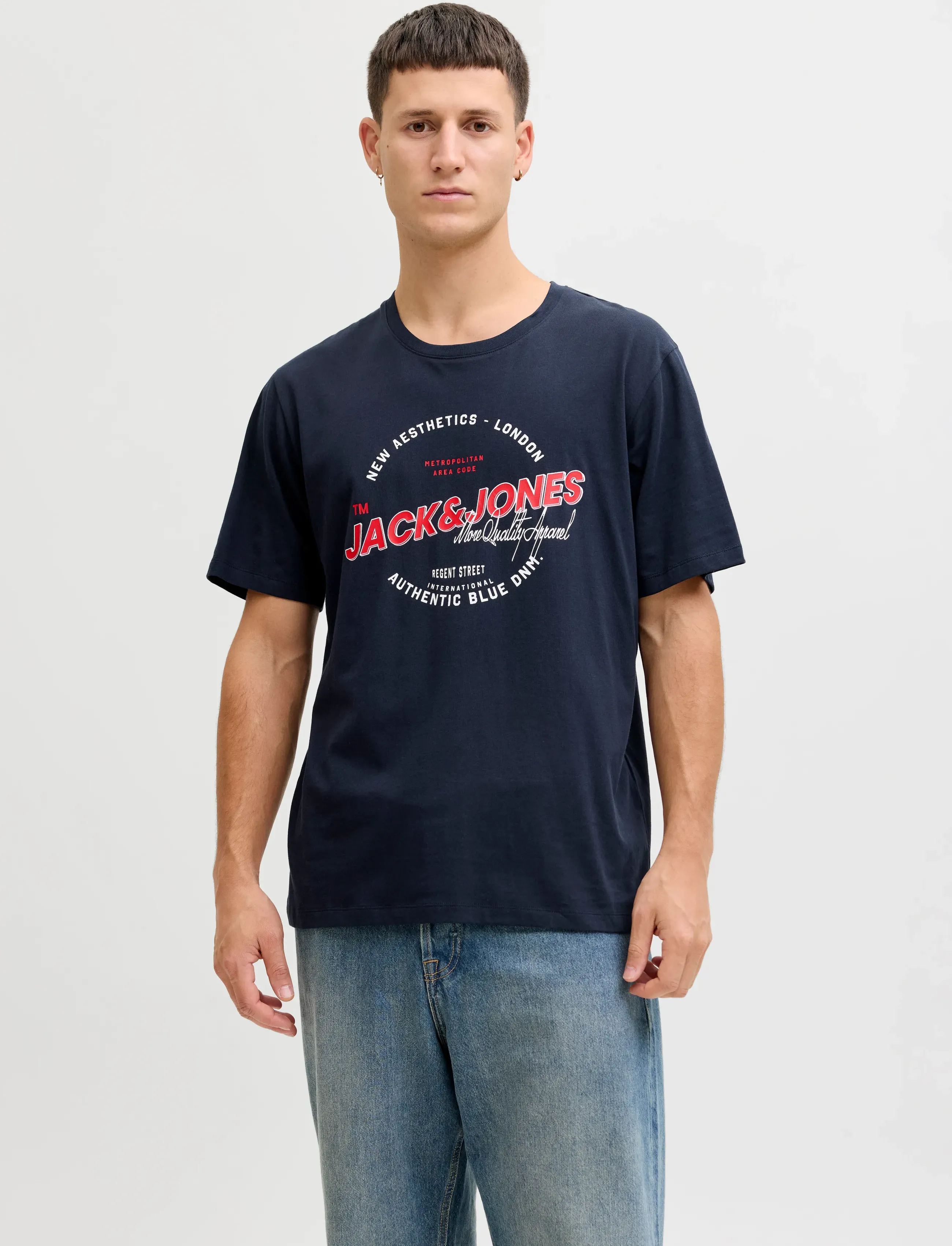 Jack & Jones JJELOGO TEE SS O-NECK 2 COL SS26 SN - Kläder - SKY CAPTAIN / navy