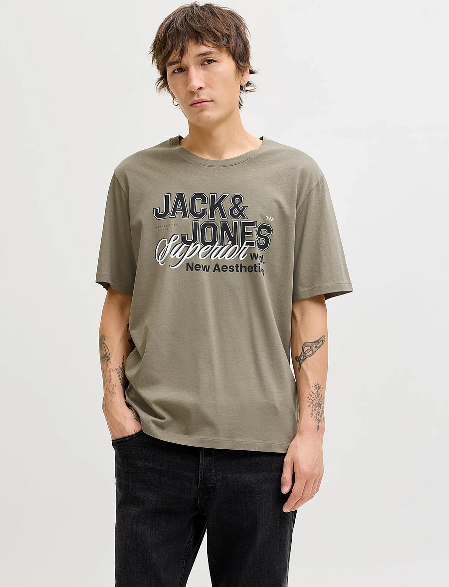 Jack & Jones - JJELOGO TEE SS O-NECK 2 COL SS26 SN - kortærmede t-shirts - vetiver - 0