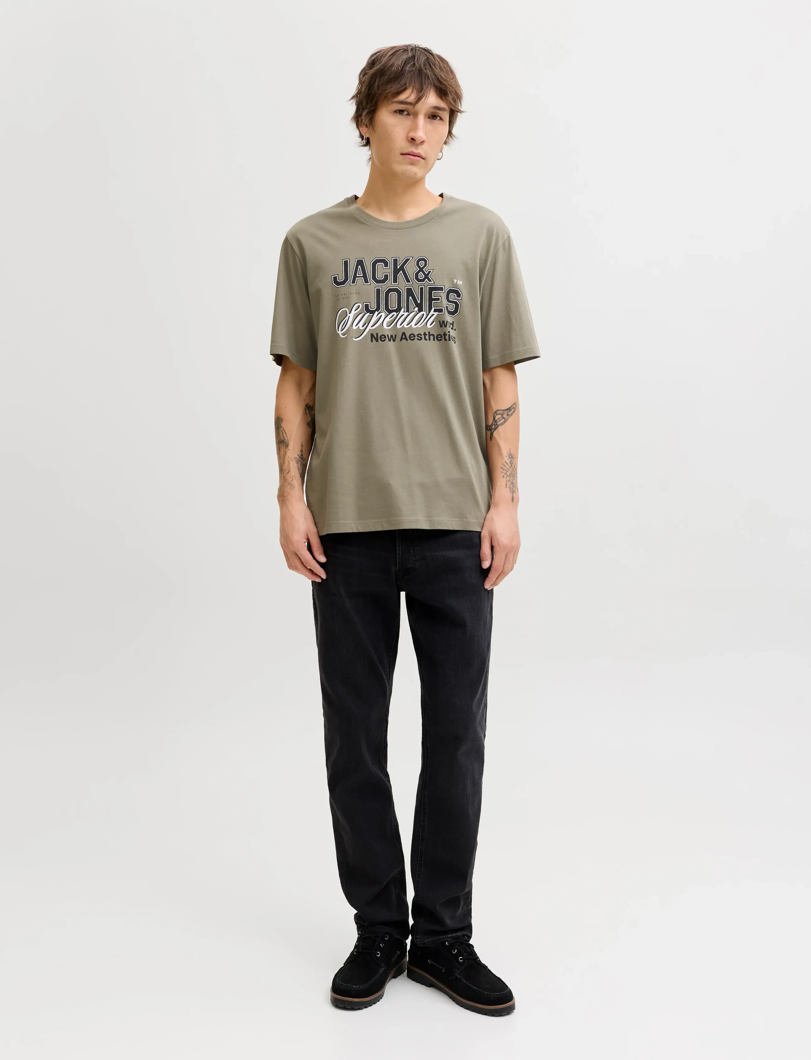 Jack & Jones - JJELOGO TEE SS O-NECK 2 COL SS26 SN - kortærmede t-shirts - vetiver - 4