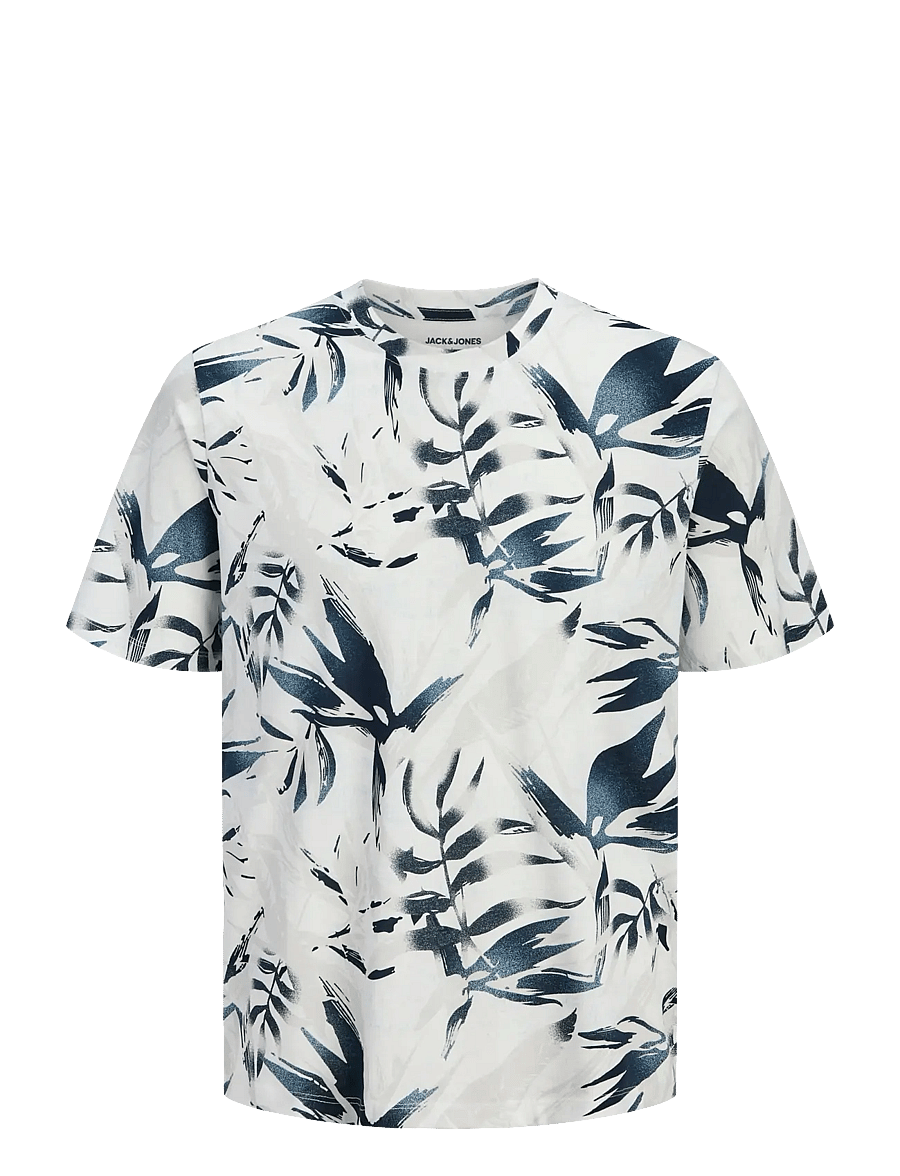 Jack & Jones - JJHONOLULU AOP TEE SS CREW NECK - kortärmade t-shirts - cloud dancer - 1