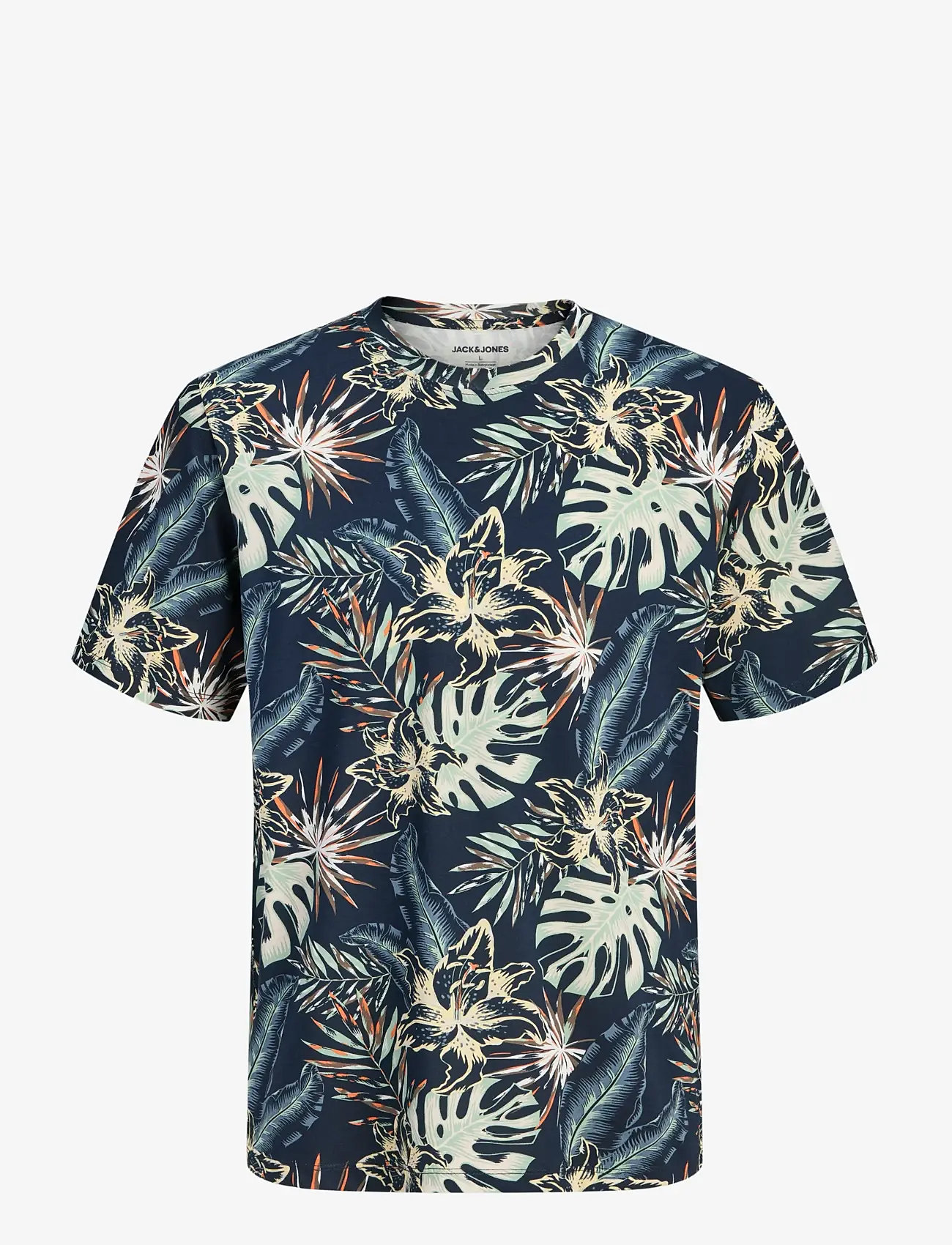Jack & Jones - JJHONOLULU AOP TEE SS CREW NECK - kurzärmelig - navy blazer - 1