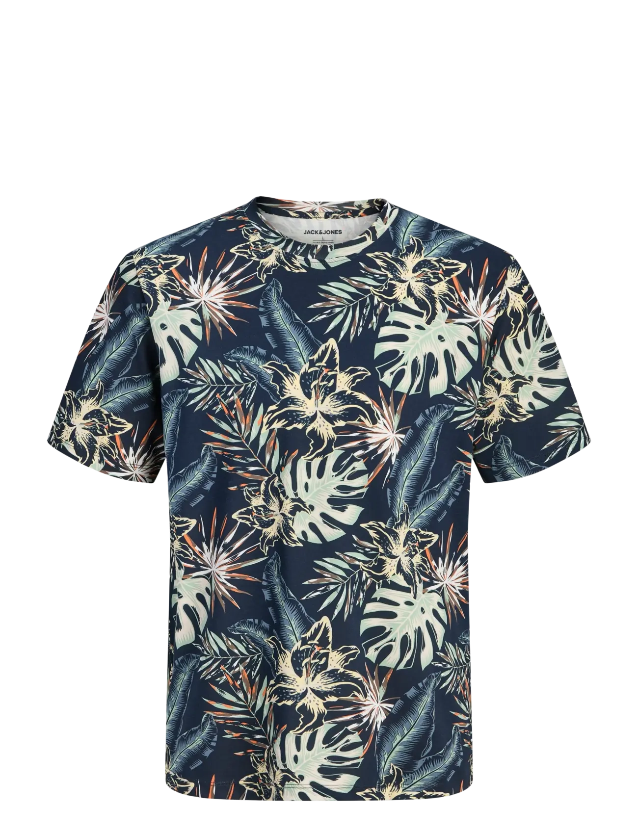 Jack & Jones JJHONOLULU AOP TEE SS CREW NECK - T-shirts - NAVY BLAZER / multi