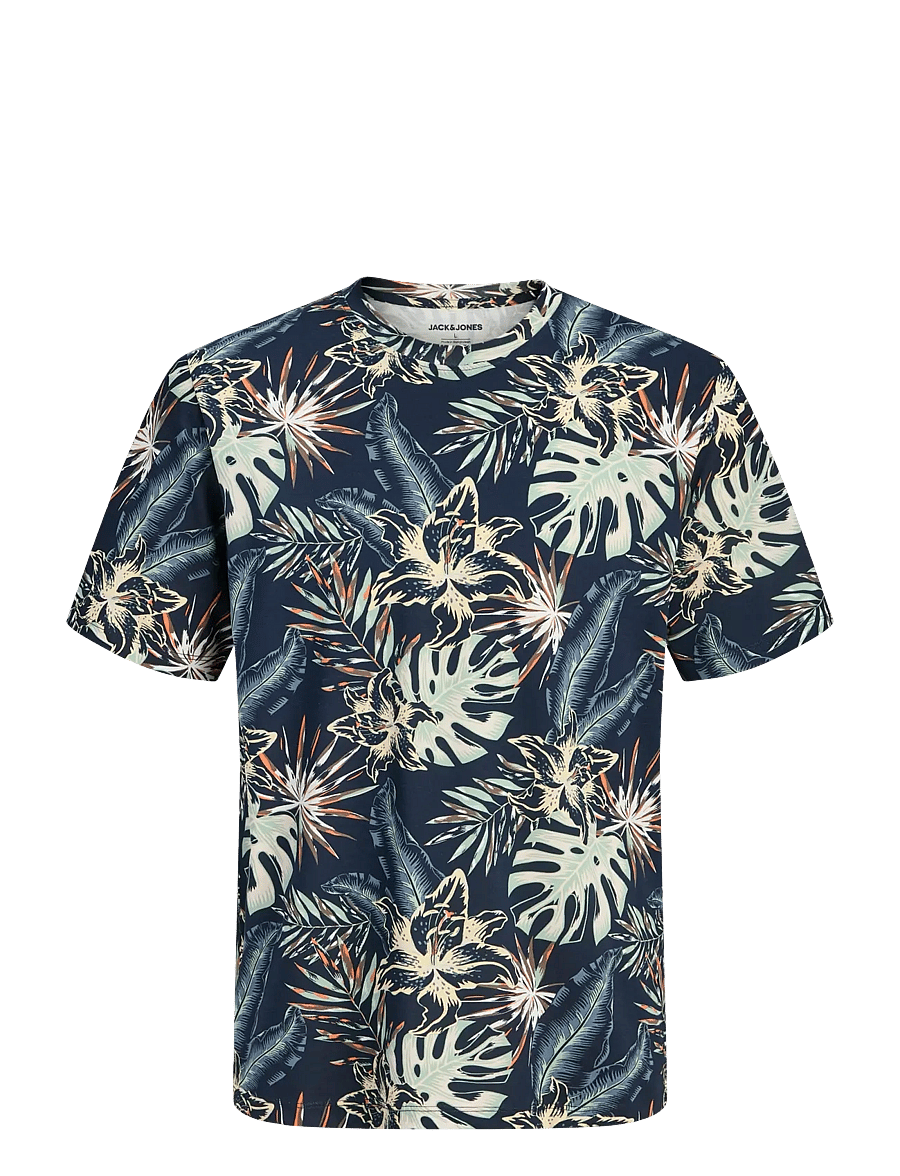 Jack & Jones - JJHONOLULU AOP TEE SS CREW NECK - lühikeste varrukatega t-särgid - navy blazer - 1