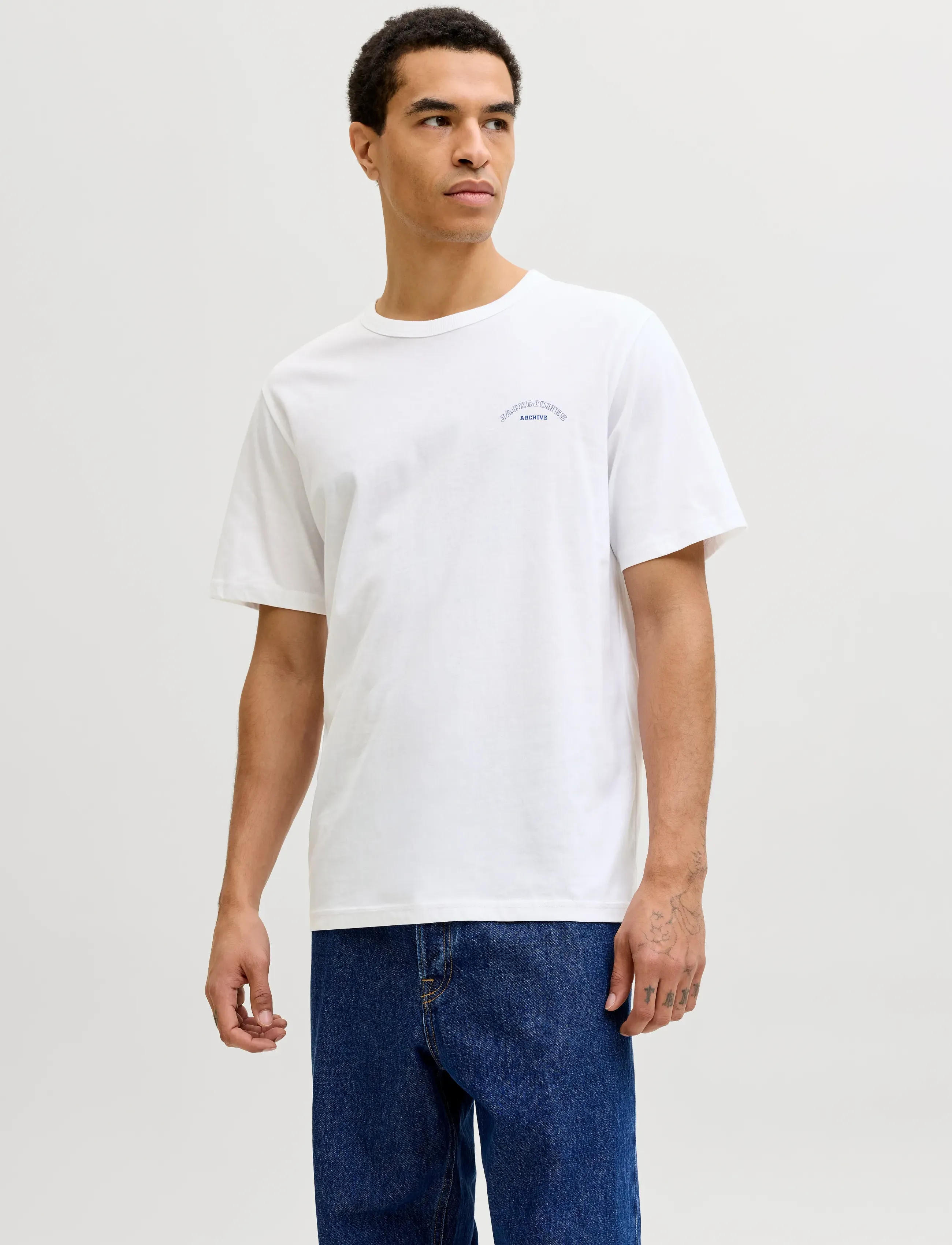 Jack & Jones JJCOLLEGE LOGO TEE SS CREW NECK - Kurzärmelig - BRIGHT WHITE / white