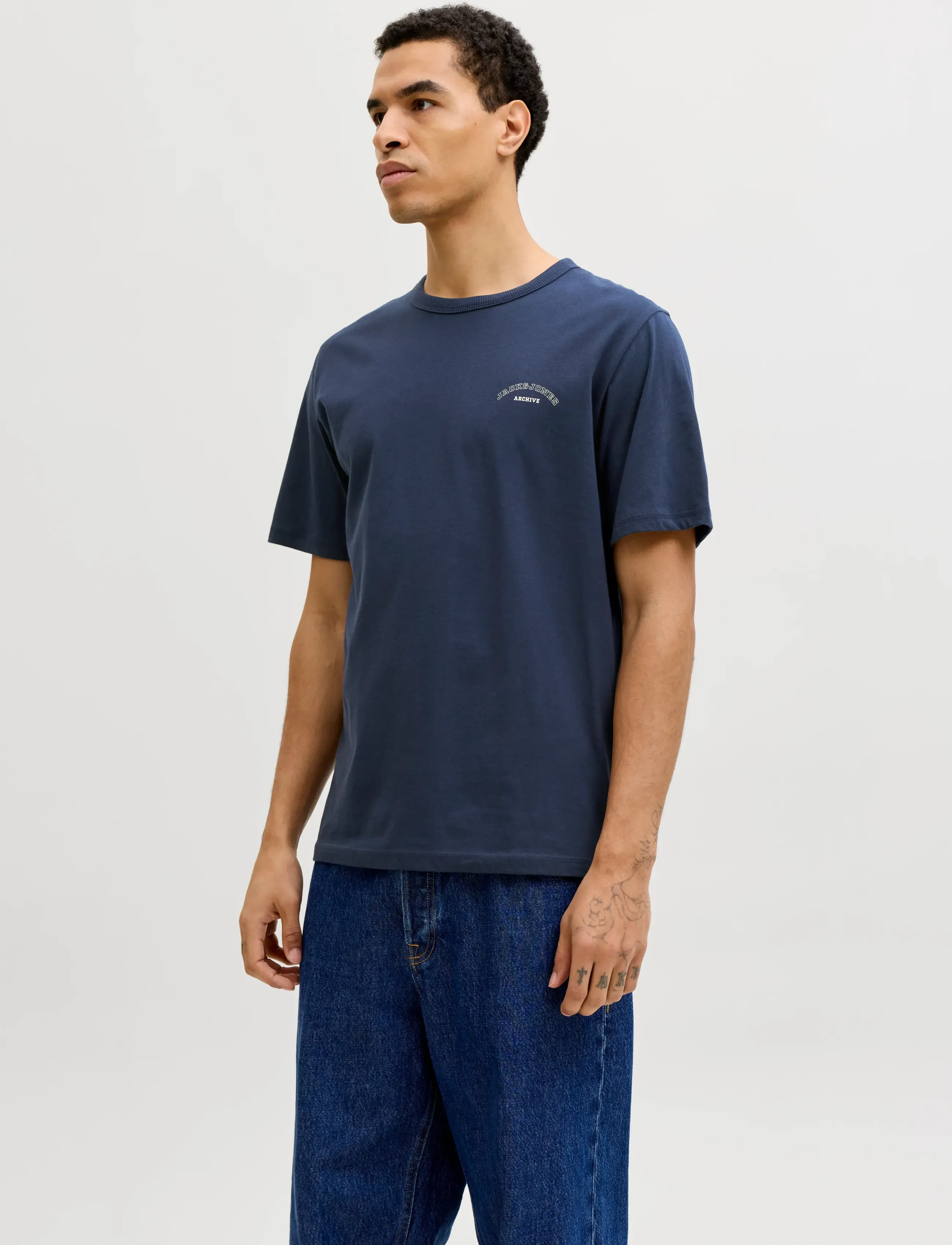 Jack & Jones JJCOLLEGE LOGO TEE SS CREW NECK - Clothing - NAVY BLAZER / navy