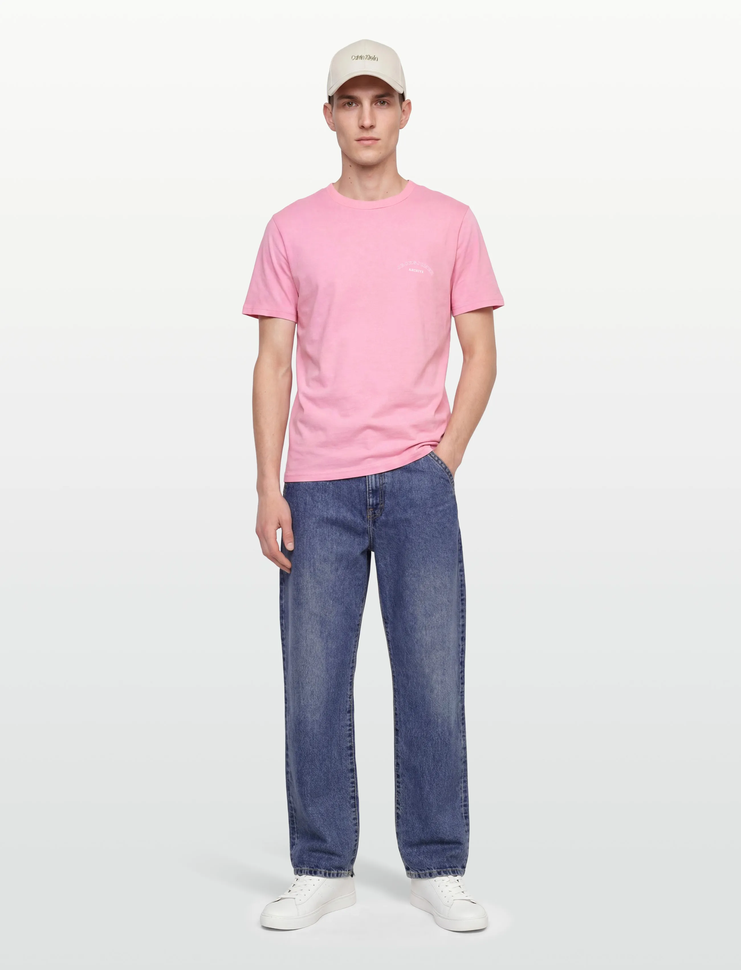 Jack & Jones - JJCOLLEGE LOGO TEE SS CREW NECK - kortärmade t-shirts - prism pink - 0