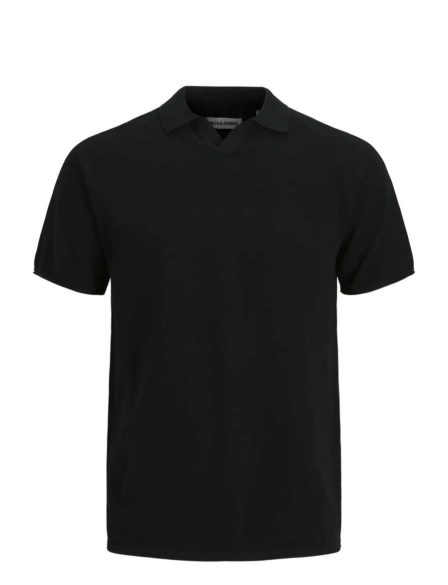 Jack & Jones - JJHILL KNIT SPLIT NECK SS26 - stickade pikéer - black - 1